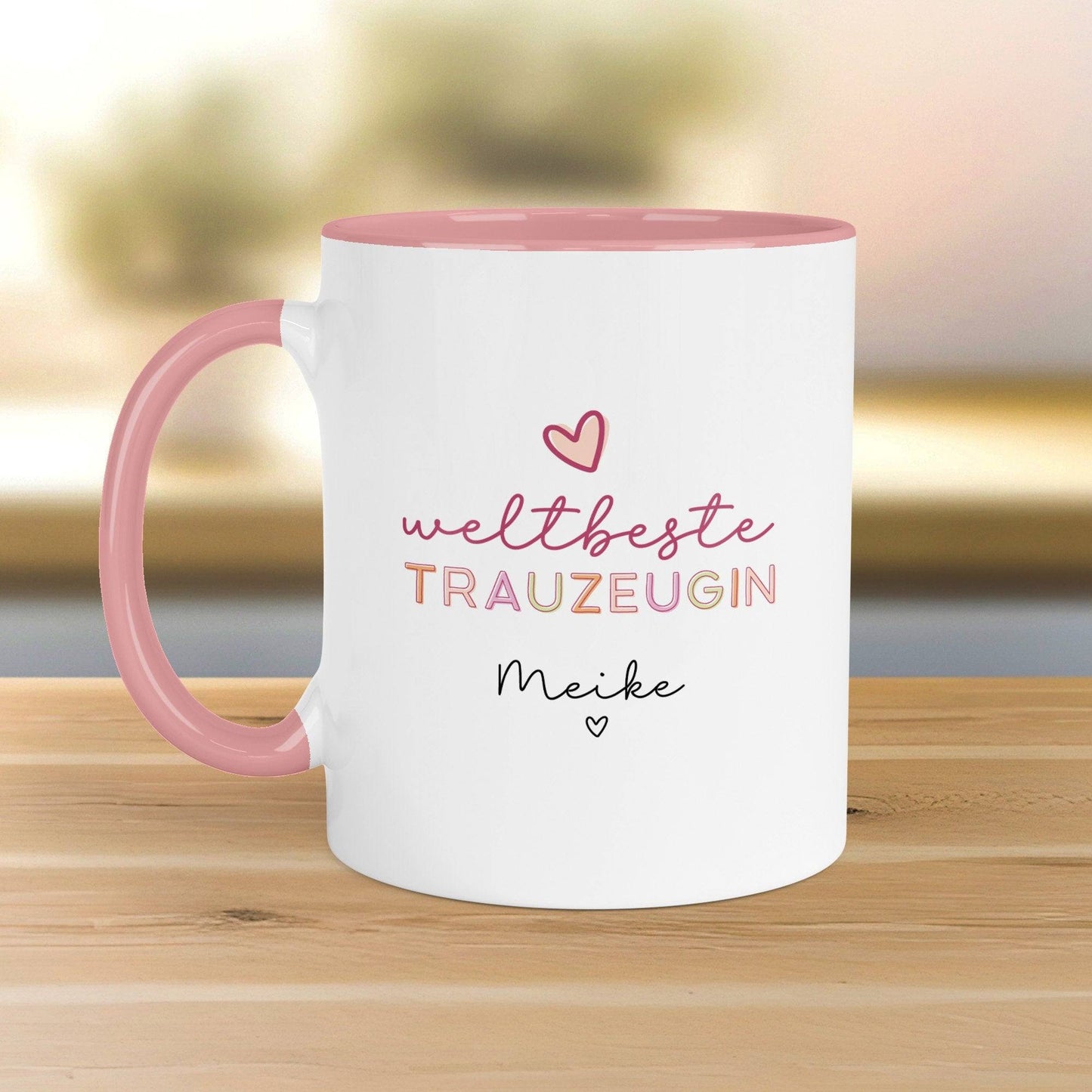 Weltbeste Trauzeugin Tasse mit Namen - Geschenk personalisiert Geschenk Trauzeugin Brautjungfer zum Geburtstag, Ostern, Weihnachten kleinebuchstaben