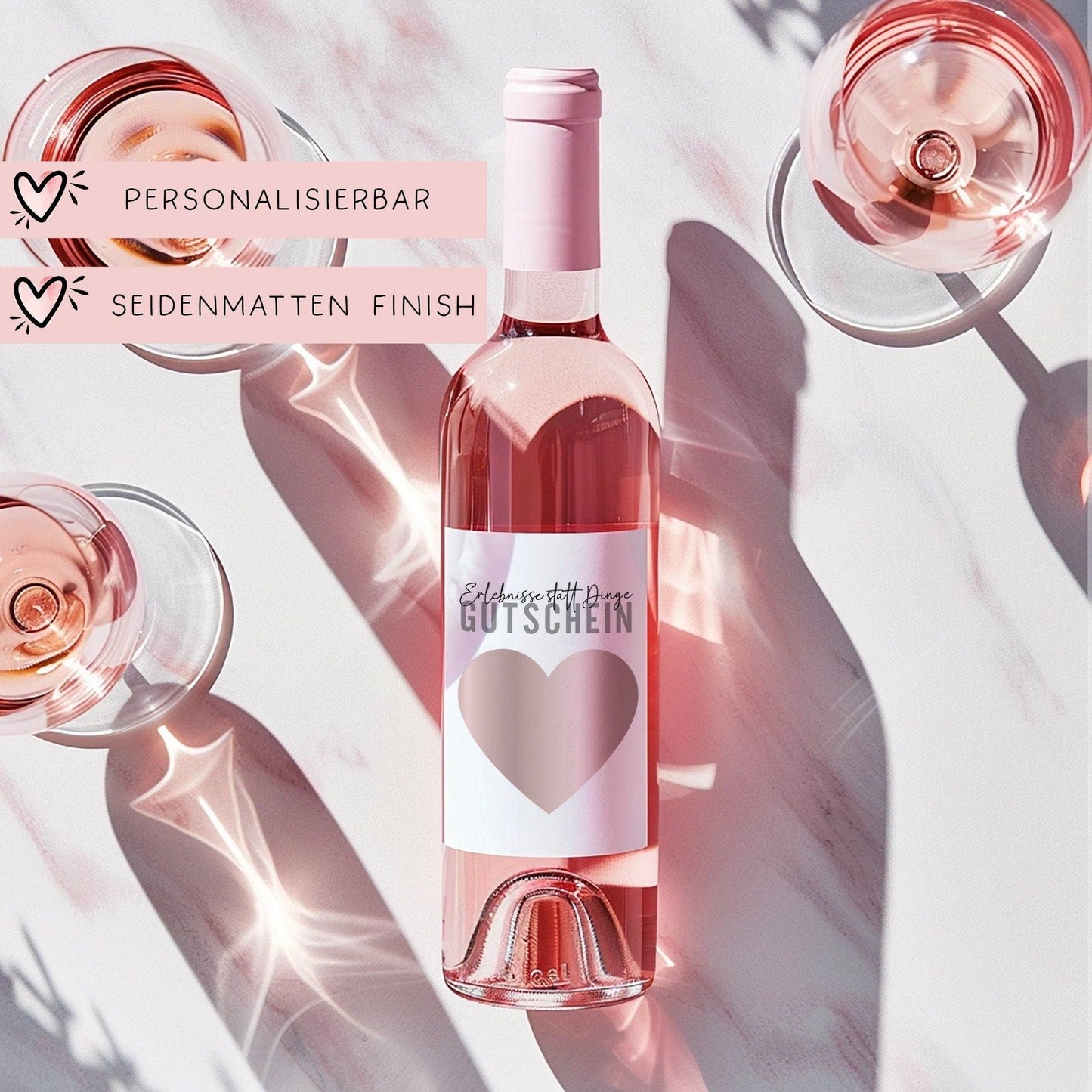 Weinflaschen-Etikett | Erlebnisse statt Dinge Gutschein | Personalisiertes Wein Flaschen Etikett | Rubbellos Weinetikett Weihnachten kleinebuchstaben
