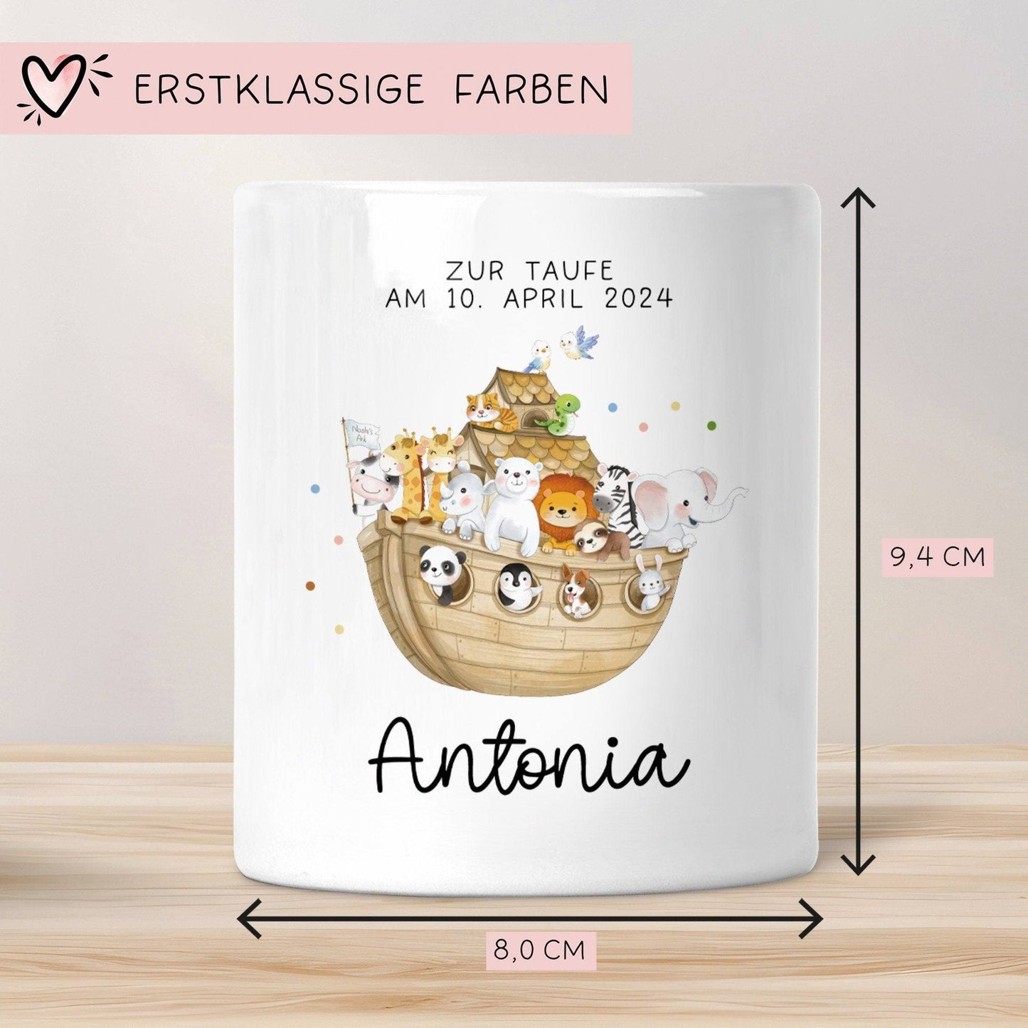 Arche Noah Spardose mit Name Taufgeschenk Spardose Kind Geldgeschenk Taufe Geschenke Babygeschenke Baby personalisiert Geburt Geschenke kleinebuchstaben