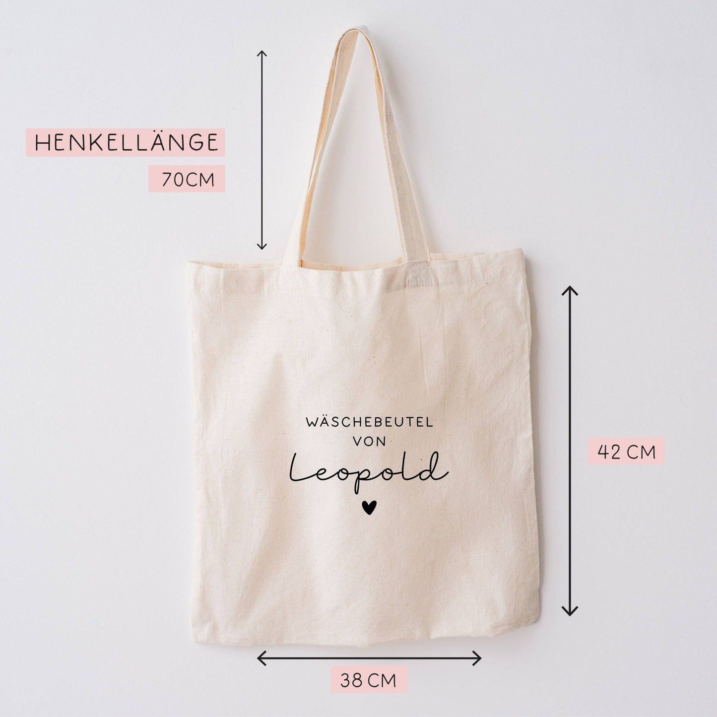 Wäschebeutel für die Kita mit Namen - Wechselwäsche-Tasche - Stoffbeutel - Personalisiert mit Namen - Tragetasche - Henkeltasche kleinebuchstaben