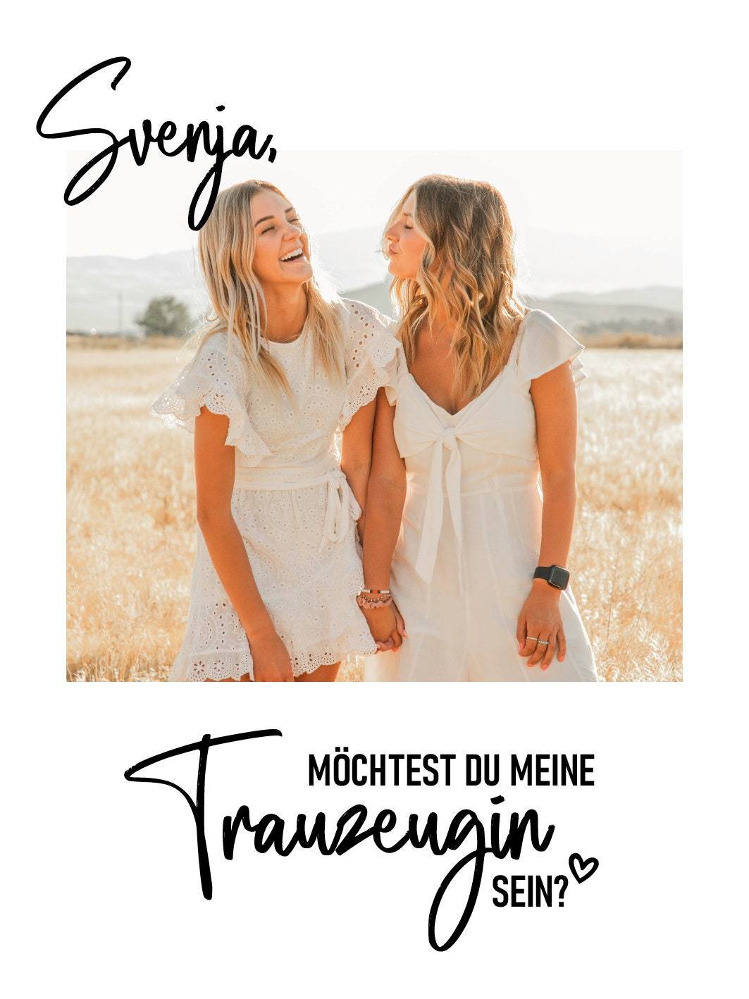 Personalisiertes Weinetikett "Möchtest Du meine Trauzeugin sein?" Flaschenetikett mit Name und Foto, besonderes Geschenk für Freundinnen. kleinebuchstaben