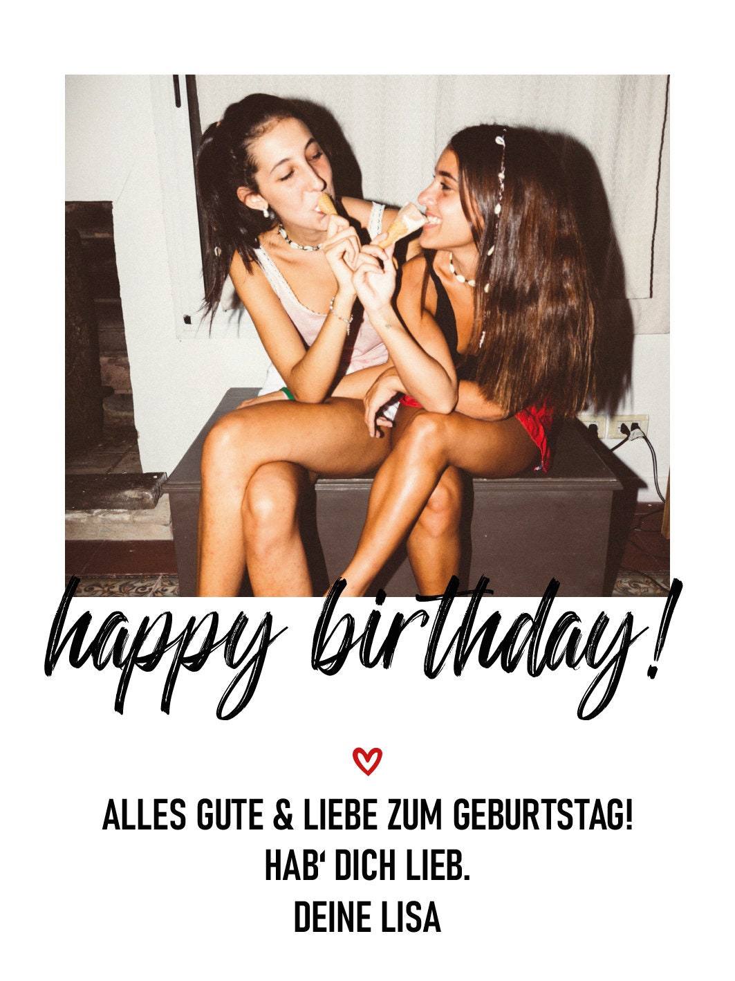 Personalisiertes - Weinetikett Geburtstags-Flaschenetikett "Happy Birthday" mit Foto & Namen - Geschenk zum Geburtstag - schwarz kleinebuchstaben