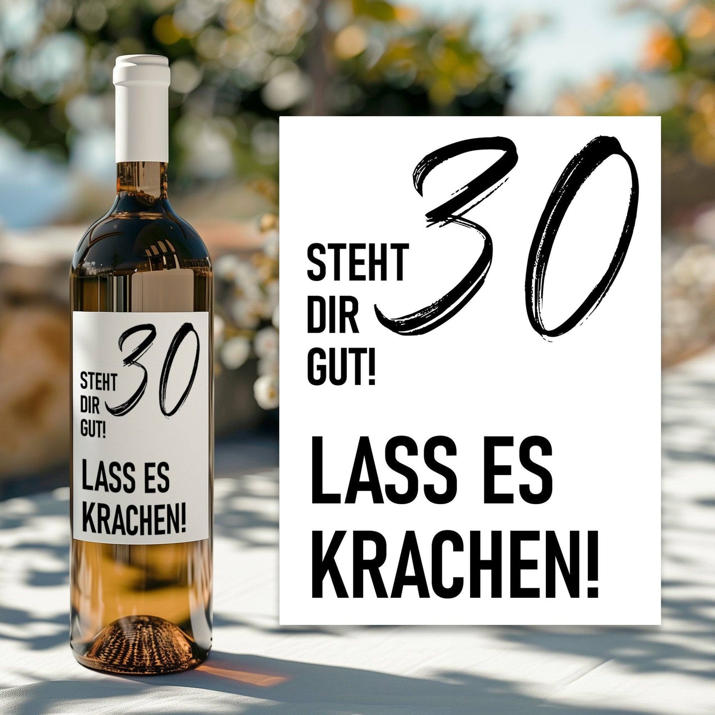 Weinetikett runder Geburtstag 20 30 40 50 60, Flaschenetikett für Weinflaschen, ideales Geschenk für Weinliebhaber - Schwarz kleinebuchstaben 30. - Schwarz Versand per Post