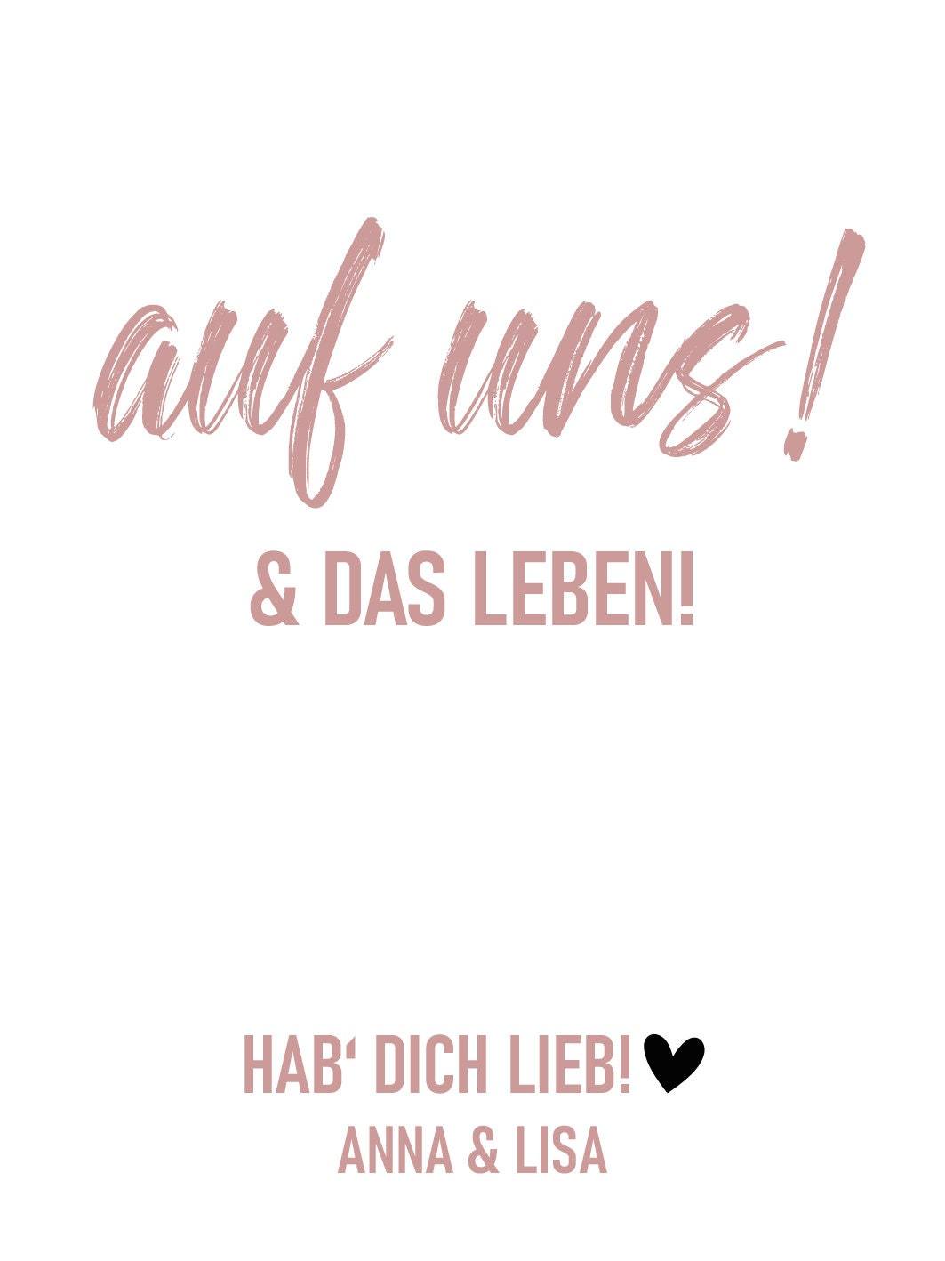 Weinetikett mit Namen, auf uns und das Leben, Wunschname Etikett, Geburtstagsgeschenk für Weinliebhaber - Rosa kleinebuchstaben