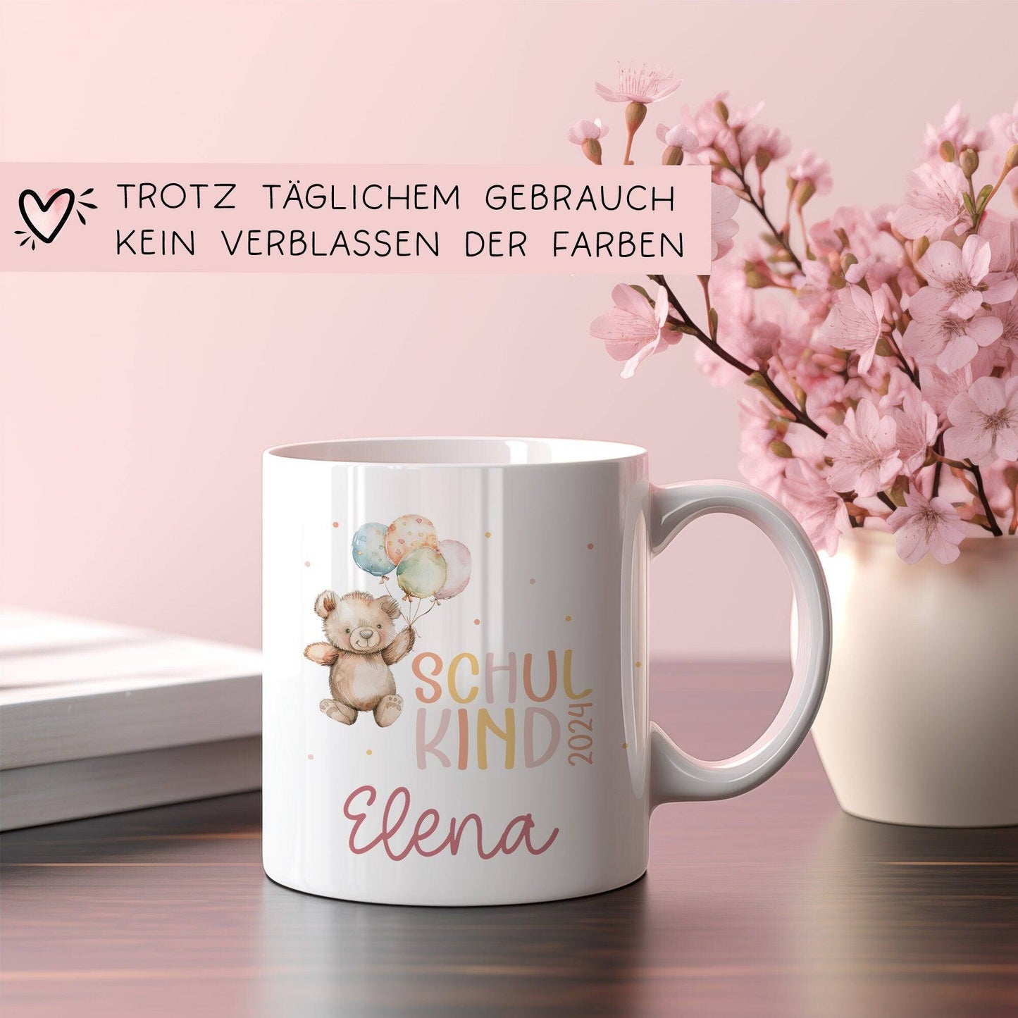 Schulkind 2024 Tasse, personalisiertes Einschulungsgeschenk, personalisierte Tasse für Jungen und Mädchen kleinebuchstaben