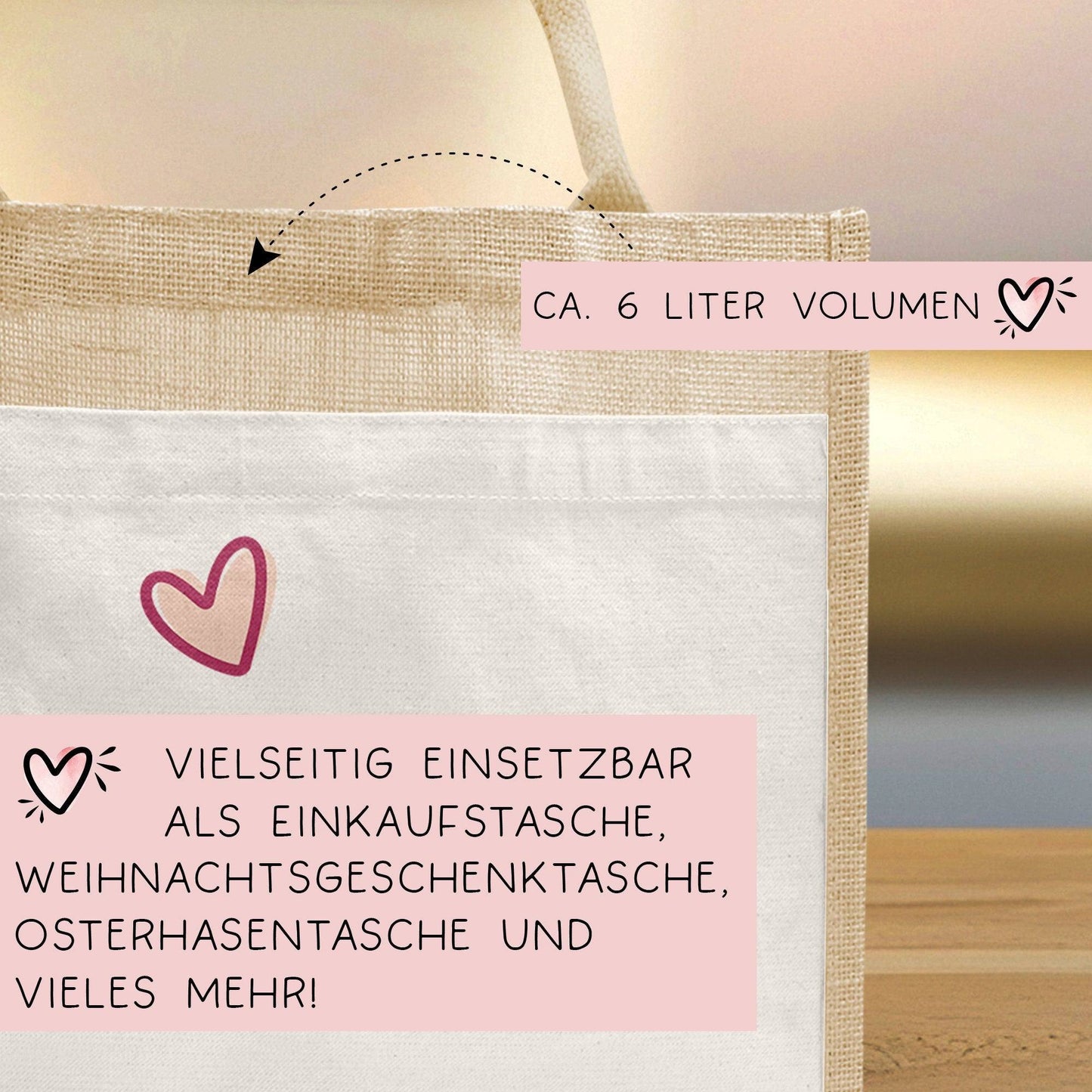 Weltbeste Schwester Tasche Stoffbeutel - mit Wunschname - Einkaufstasche - Tolle Geschenkidee für mit Namen zum Geburtstag Personalisiert kleinebuchstaben
