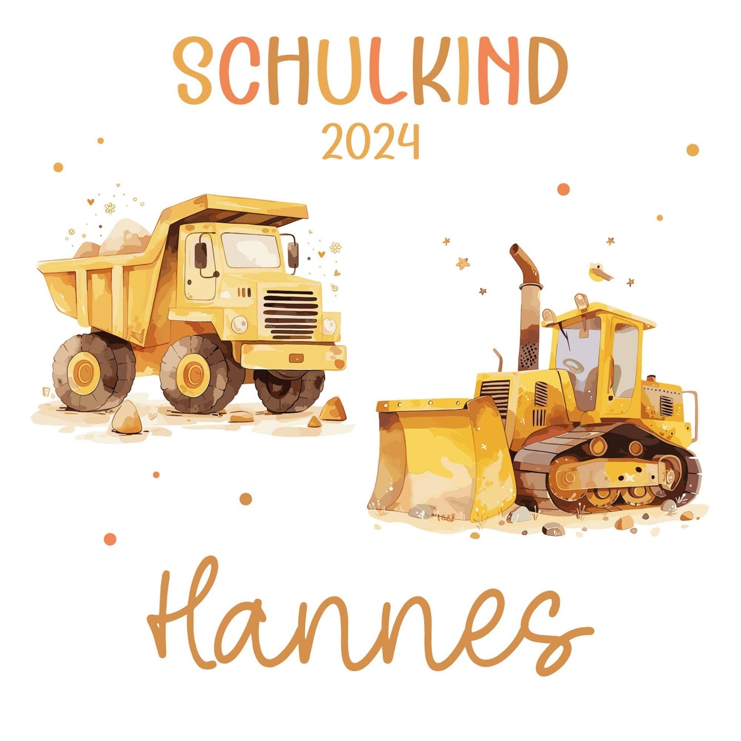 Schulkind 2024 LKW & Kipper Spardose mit Wunschname Fee Name Kind personalisiert Kinder Geburtstagsgeschenk Einschulung mit Wunschtext kleinebuchstaben