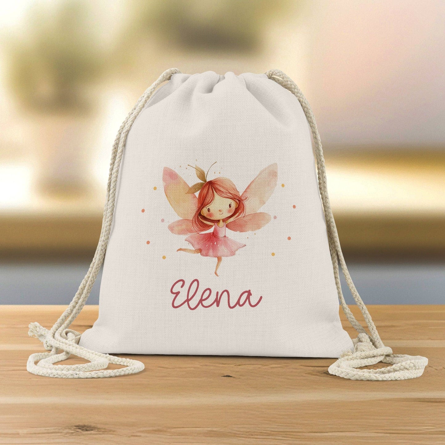 Kinder-Beutel Ballerina Fee mit Namen personalisiert Personalisierter Turnbeutel | Rucksack als Sportbeutel für Schule, Kindergarten, Wäsche kleinebuchstaben