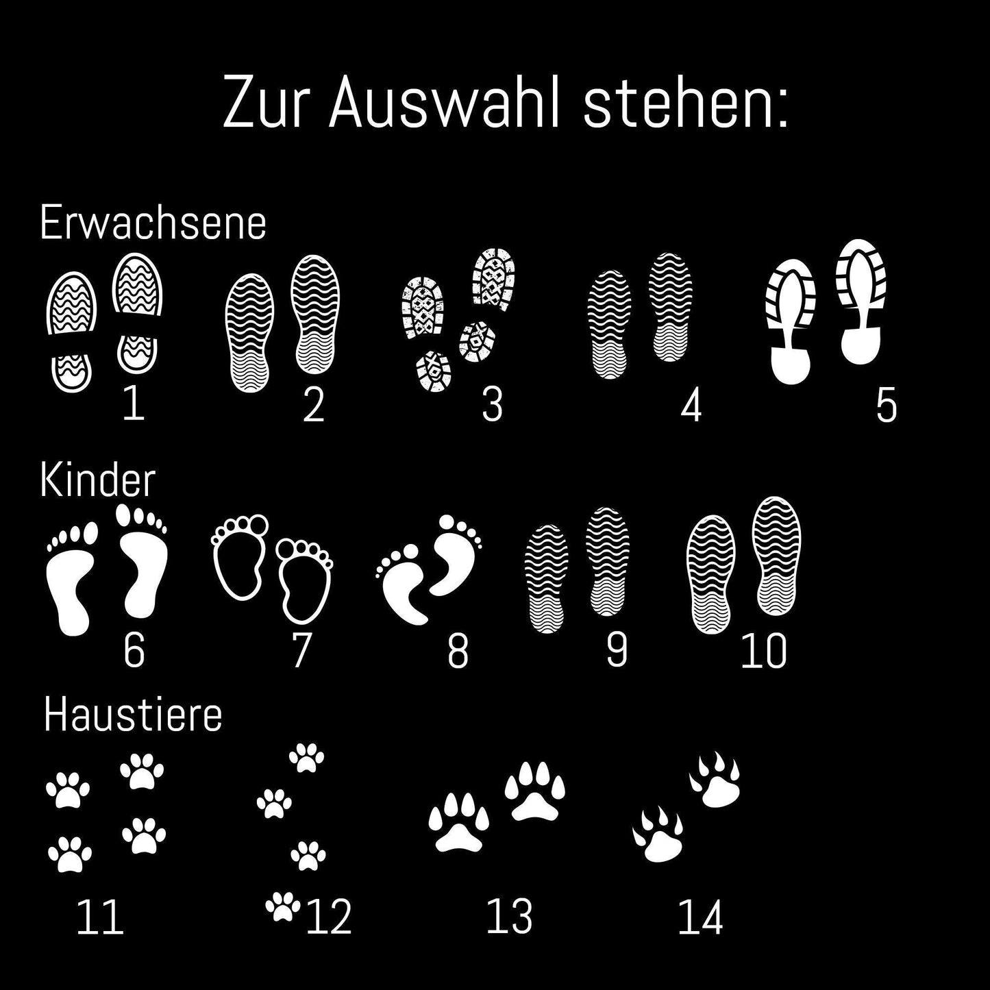 Personalisierte Fußmatte - Fußmatte | personalisierbar mit Familiennamen | Fußabdrücke | 60x40 cm | Geschenkidee zum Umzug, Einzug kleinebuchstaben