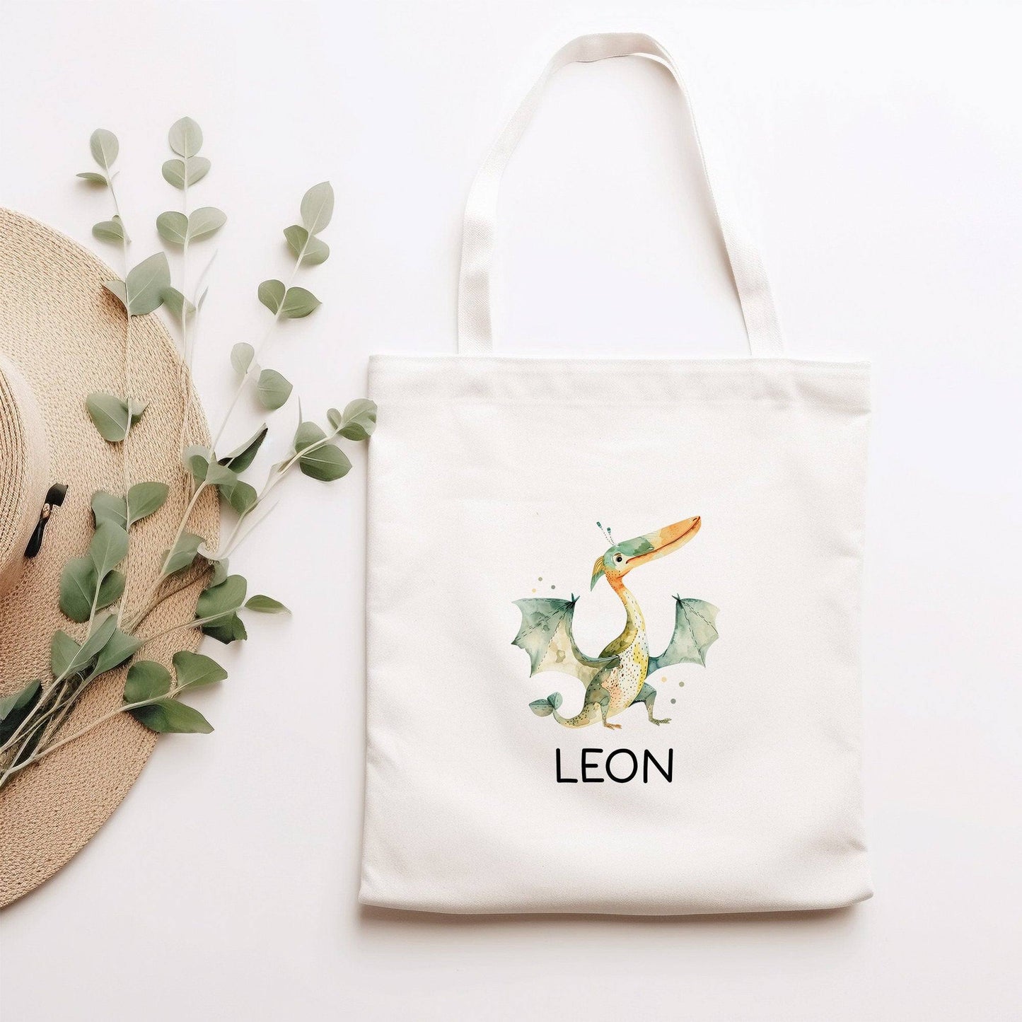 Stofftasche Tasche Dinosaurier Dino Pteranodon personalisiert Kinder-Beutel als Sporttasche, Wechselwäsche, Stoffbeutel Kita, KIGA & Schule kleinebuchstaben