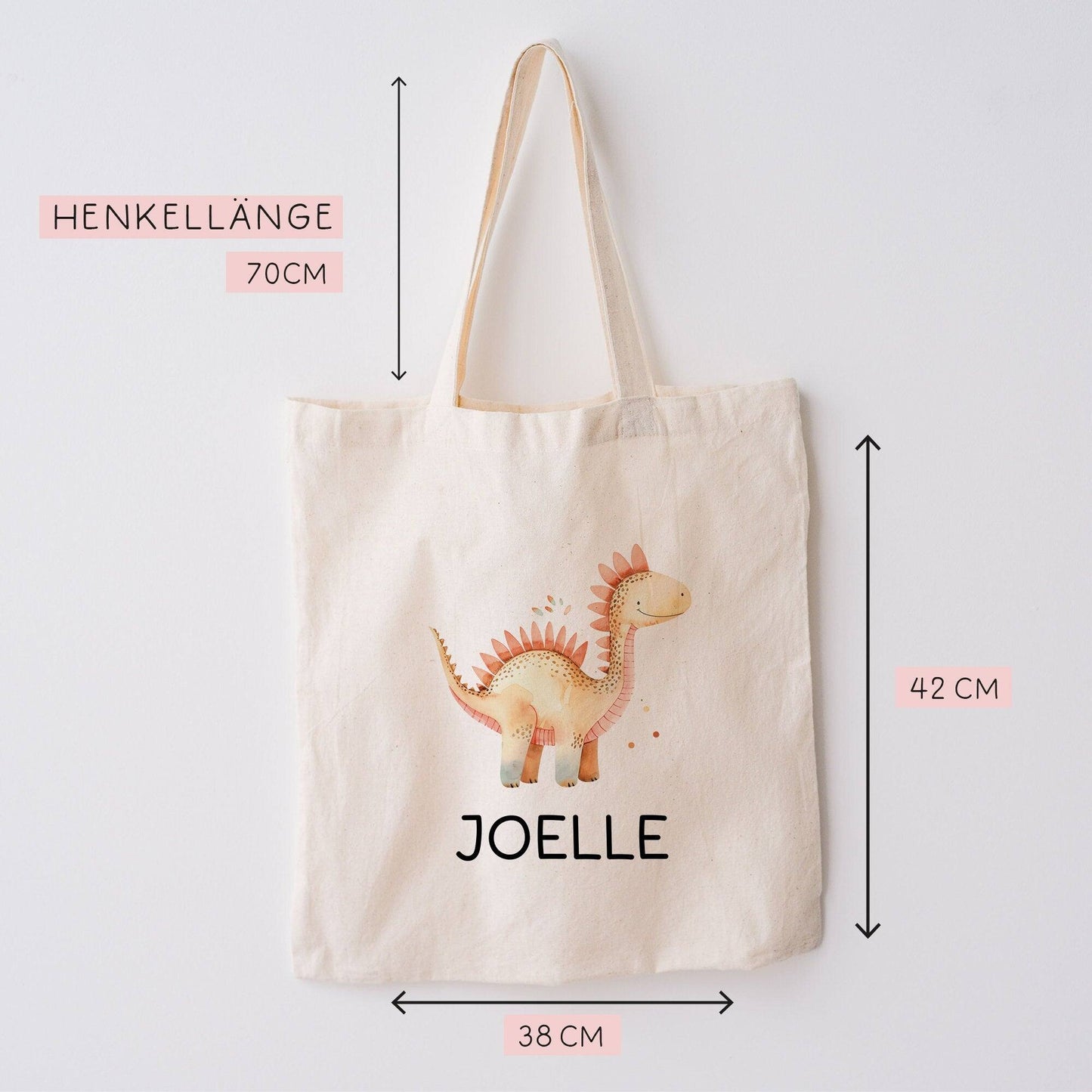 Tasche Dinosaurier Dino Stofftasche Stegosaurus personalisiert Kinder-Beutel als Sporttasche, Wechselwäsche, Stoffbeutel Kita, KIGA & Schule kleinebuchstaben