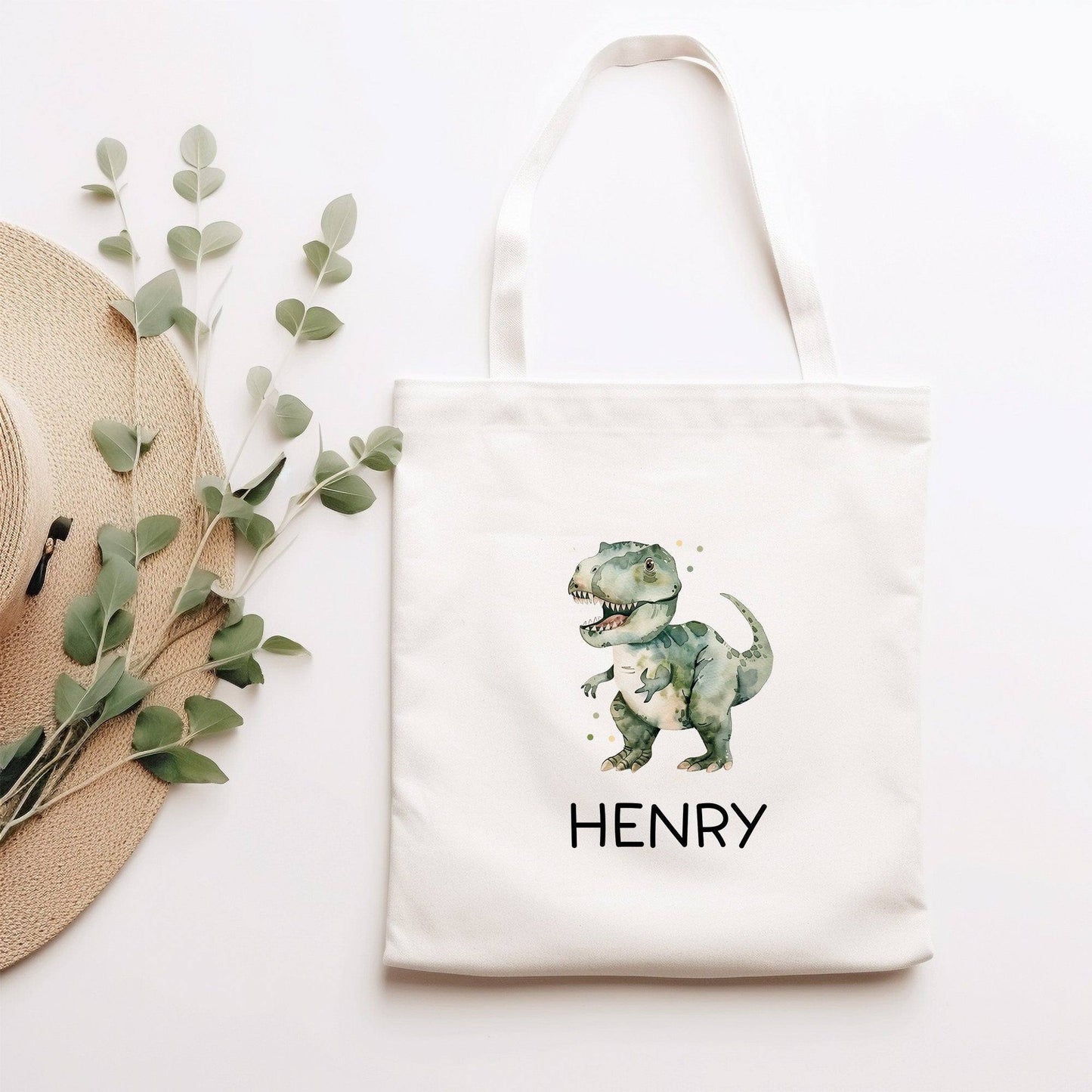 Kinder-Beutel Dinosaurier Dino Stofftasche Tyrannosaurus Rex Tasche personalisiert als Sporttasche, Wechselwäsche, Stoffbeutel Kita & Schule kleinebuchstaben