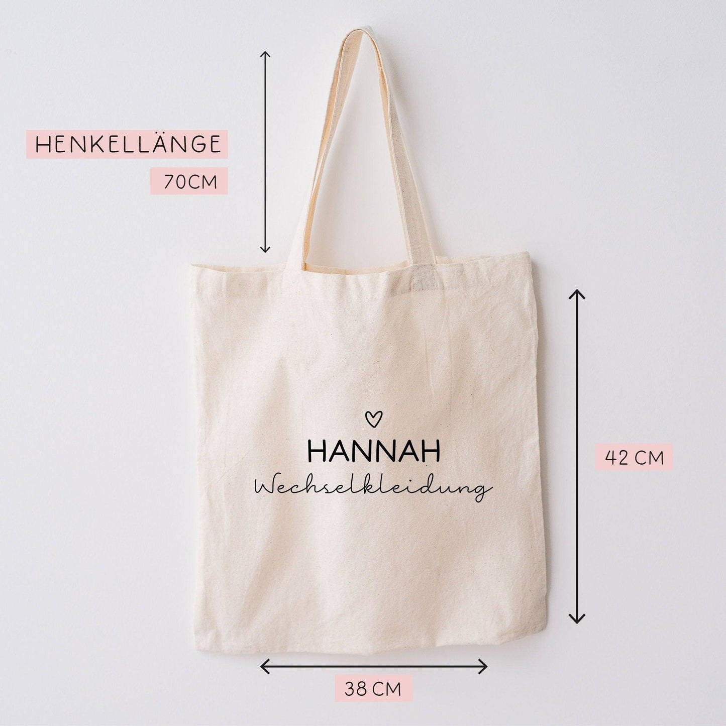 Wechselkleidung Beutel Kita mit Namen - Wechselwäsche - Tasche - Stoffbeutel - Personalisiert Name Tragetasche Henkeltasche Einkaufen kleinebuchstaben