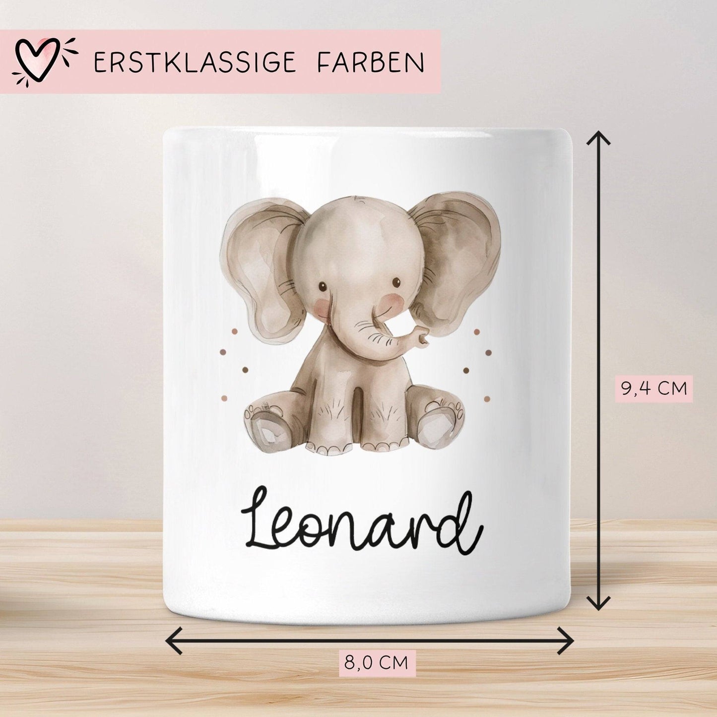 Spardose mit Namen Elefant Tier Personalisiert optional mit Datum - Grau - Geschenk für Junge & Mädchen zum Geburtstag Weihnachten Firmung kleinebuchstaben
