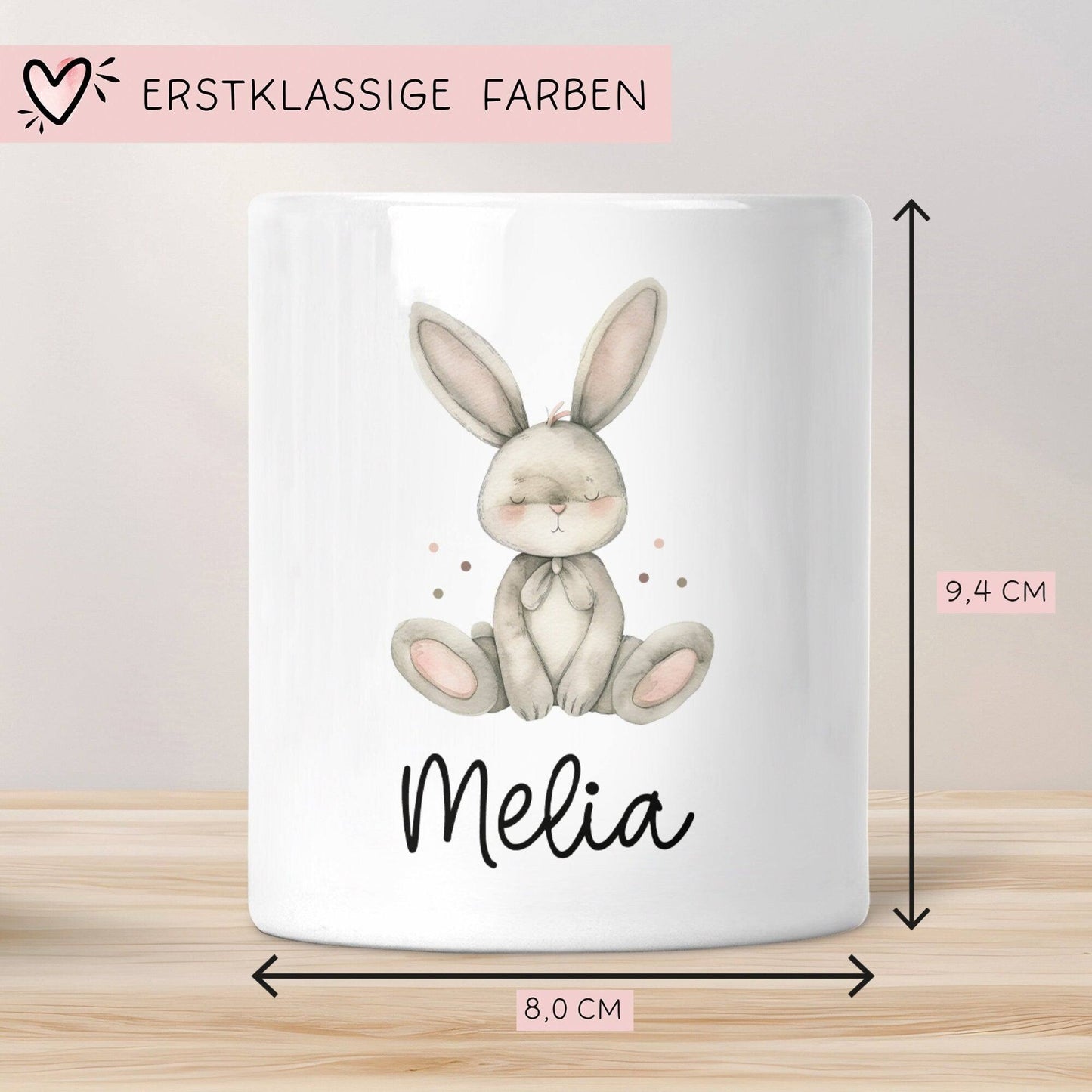 Personalisierte Kinder Spardose Hase Tier mit Namen optional mit Datum - Braun - Geschenk für Junge & Mädchen zum Geburtstag Weihnachten kleinebuchstaben