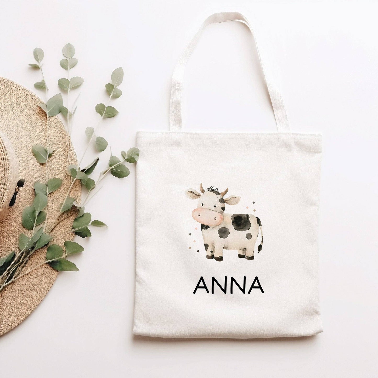 Spardose mit Namen Kuh Tier Personalisiert optional mit Datum - Schwarz Weiß - Geschenk für Junge & Mädchen zum Geburtstag Weihnachten kleinebuchstaben Tasche Kuh