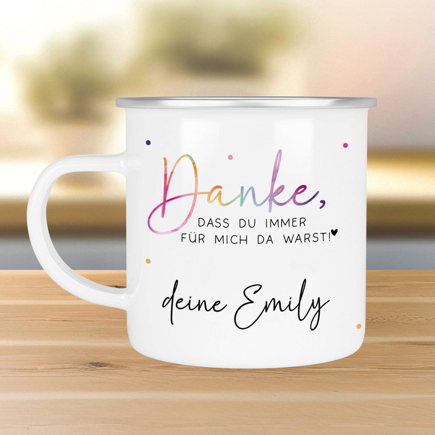 Abschiedsgeschenk Erzieherin Geschenk Abschiedsgeschenk Lehrerin Dankeschön Geschenk Tasse - Danke - Emaille Tasse Becher - Schwarz, Silber kleinebuchstaben Danke das du immer.. Silber