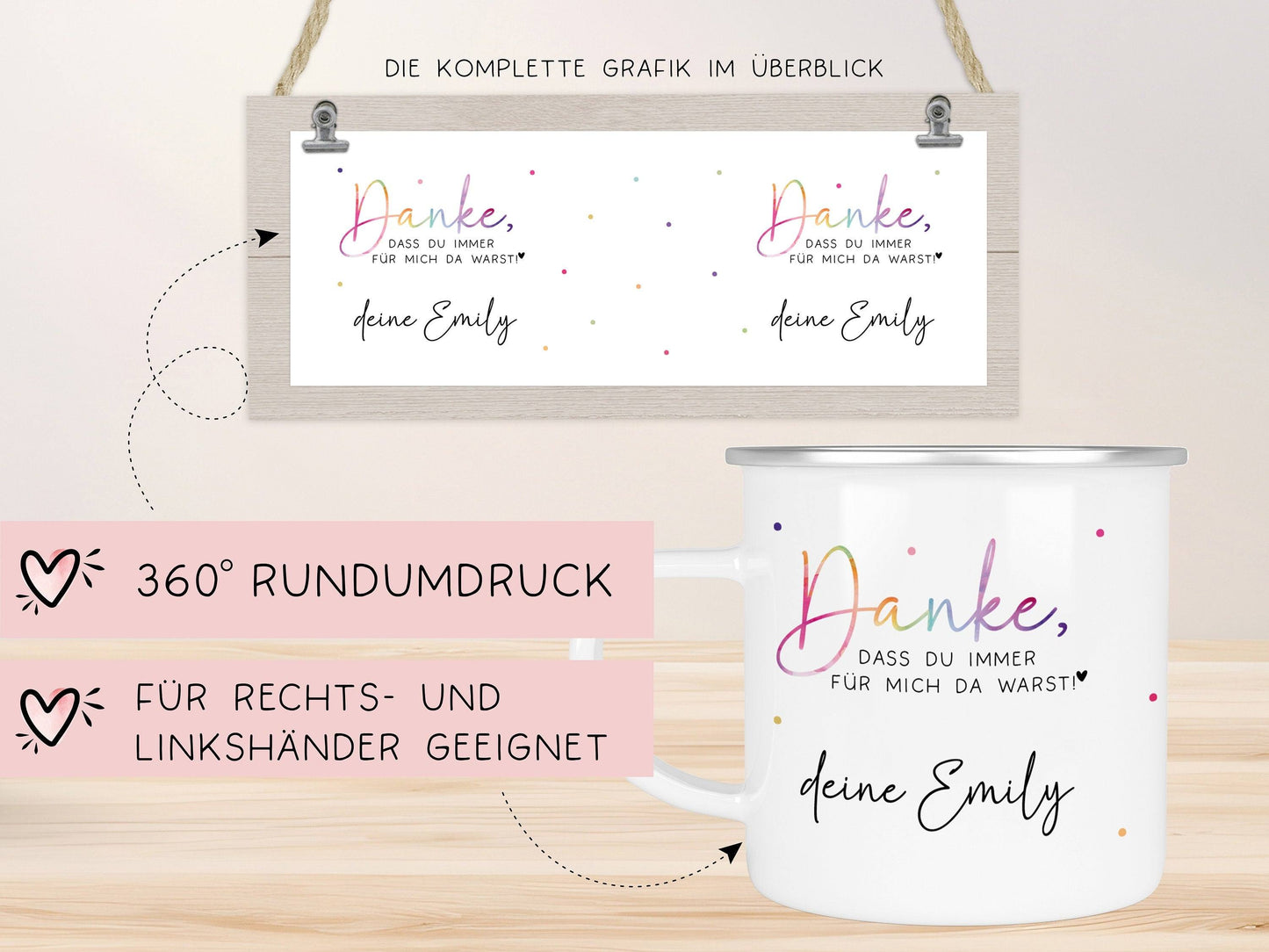 Abschiedsgeschenk Erzieherin Geschenk Abschiedsgeschenk Lehrerin Dankeschön Geschenk Tasse - Danke - Emaille Tasse Becher - Schwarz, Silber kleinebuchstaben