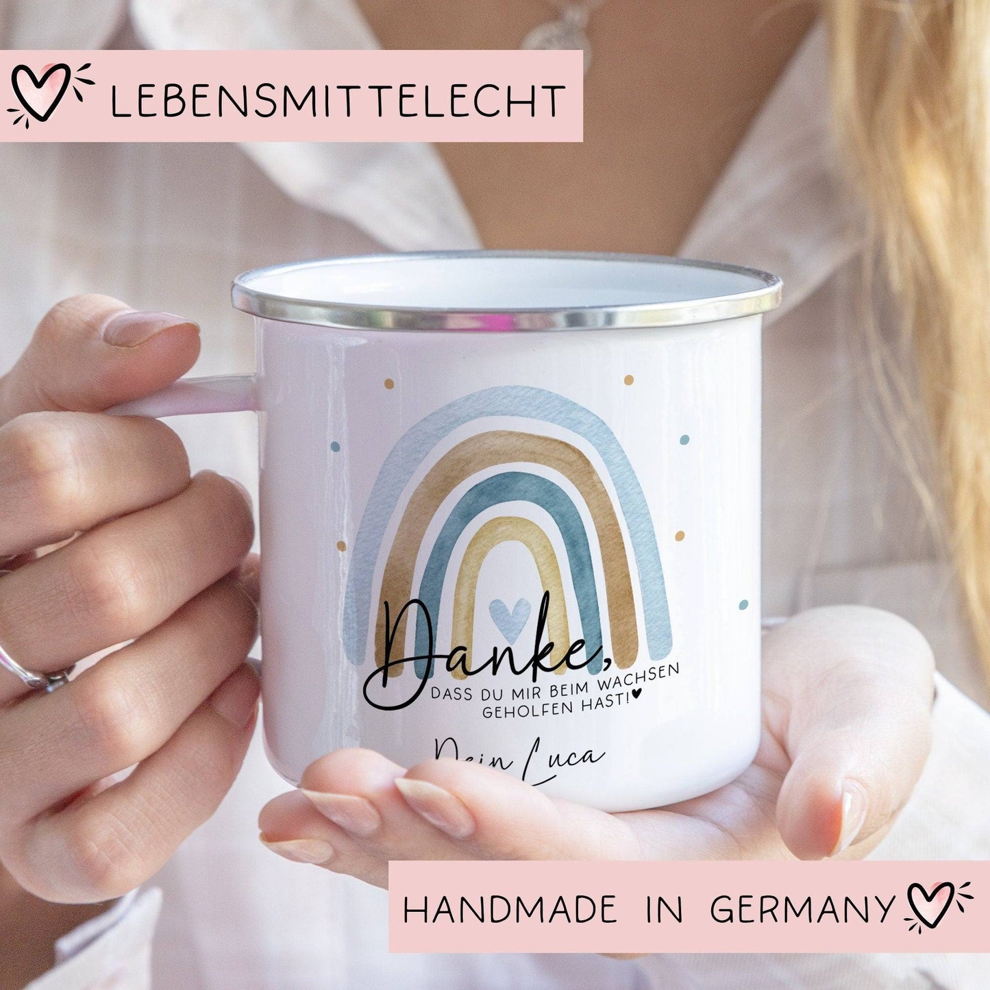 Danke das du mir beim Wachsen geholfen hast - Regenbogen - Abschiedsgeschenk für Erzieherin Geschenk Abschiedsgeschenk Lehrerin Emaille kleinebuchstaben