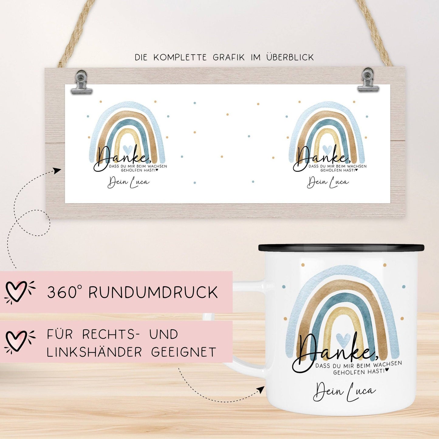 Danke das du mir beim Wachsen geholfen hast - Regenbogen - Abschiedsgeschenk für Erzieherin Geschenk Abschiedsgeschenk Lehrerin Emaille kleinebuchstaben