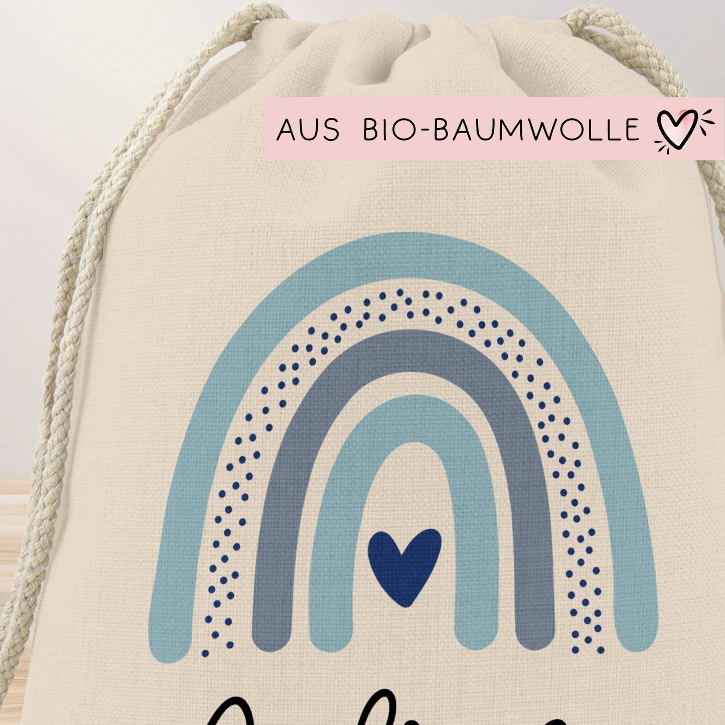 Kinder-Beutel mit Namen personalisiert Personalisierter Turnbeutel | Regenbogen-Design.Rucksack für als Sportbeutel für Schule, Kindergarten kleinebuchstaben