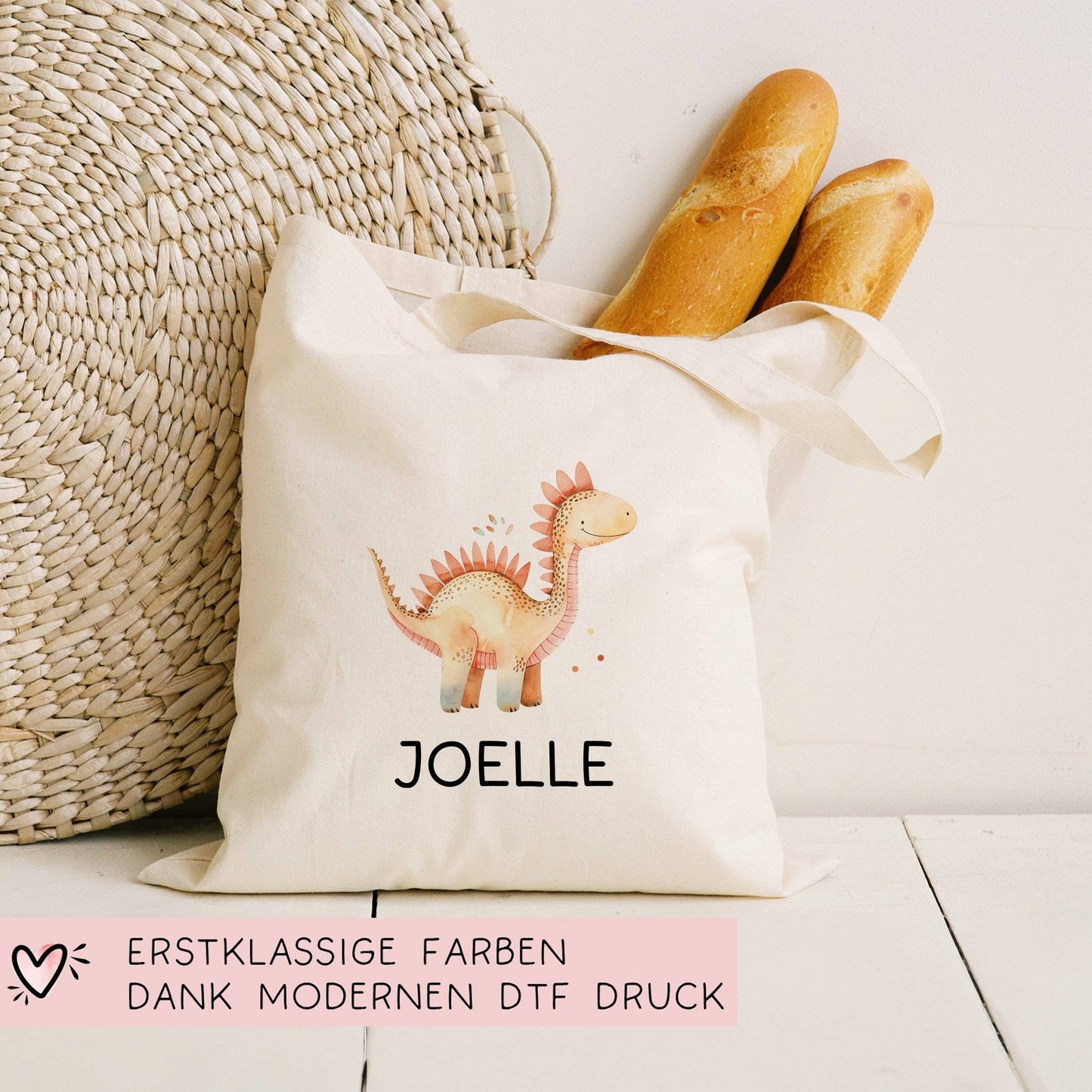 Tasche Dinosaurier Dino Stofftasche Stegosaurus personalisiert Kinder-Beutel als Sporttasche, Wechselwäsche, Stoffbeutel Kita, KIGA & Schule kleinebuchstaben