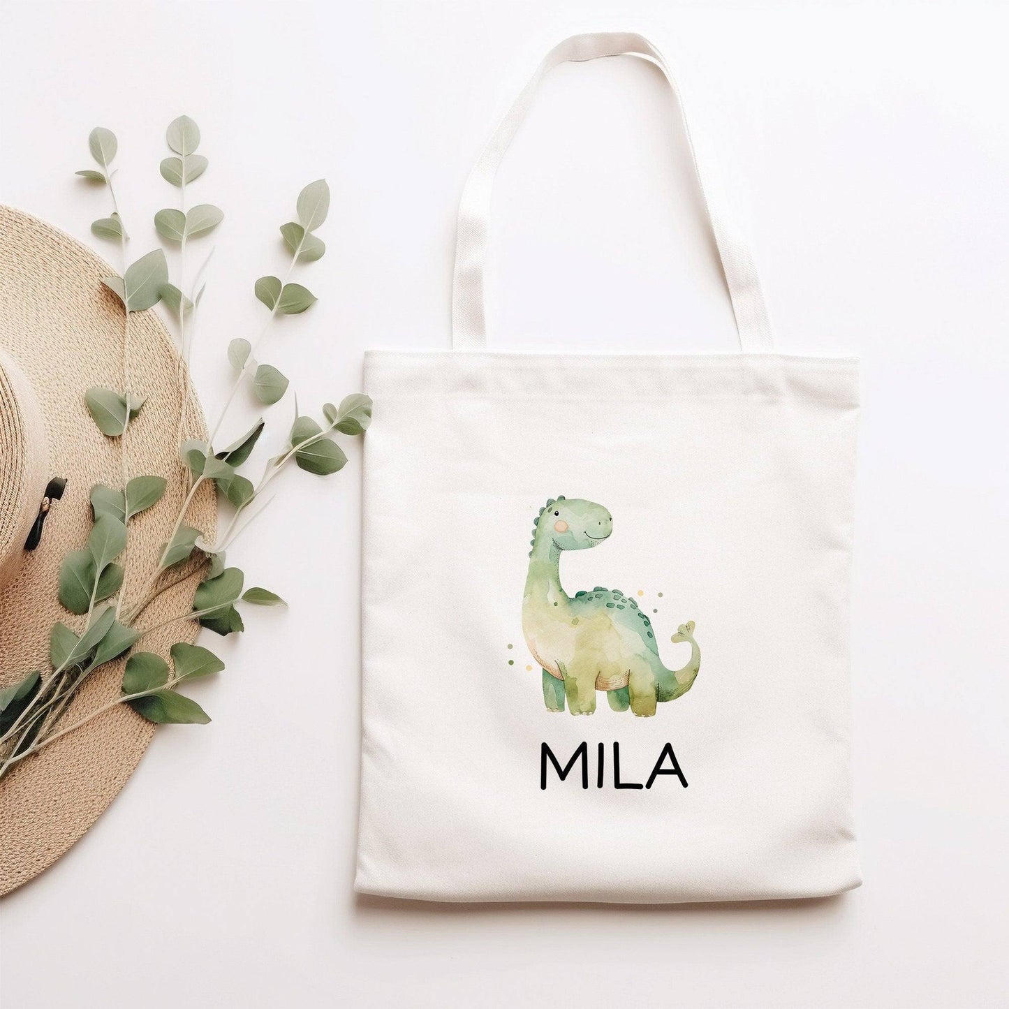 Stoffbeutel Dinosaurier Dino Wunschname Stofftasche Brontosaurus Tasche personalisiert Kinder-Beutel als Sporttasche, Wechselwäsche & Schule kleinebuchstaben