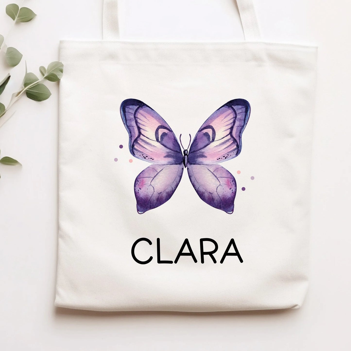 Rosa Lila Schmetterling Stofftasche Personalisiert und Namen. Kindergarten und Schule - Wäschebeutel Wechselwäsche KITA | Junge & Mädchen kleinebuchstaben