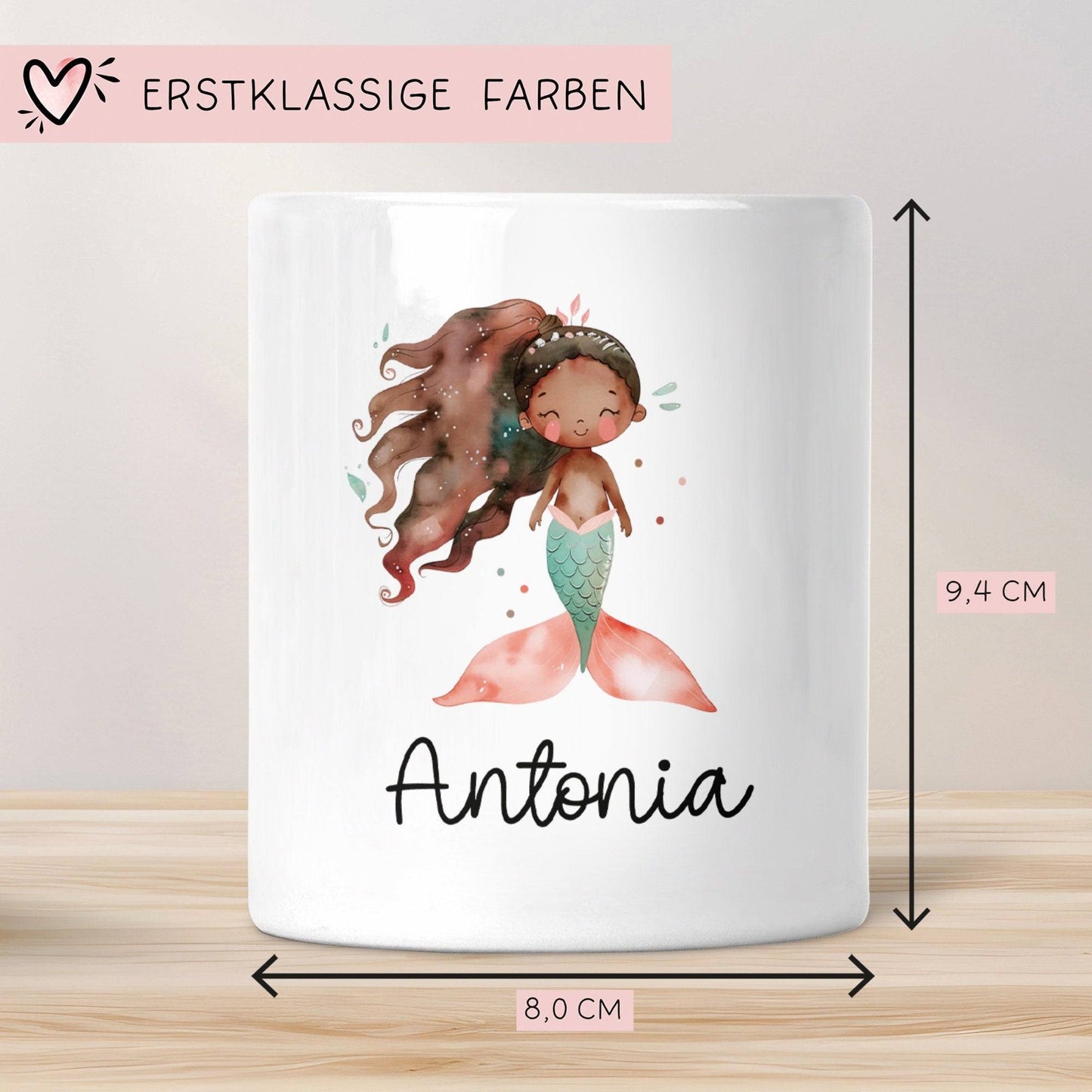 Spardose Meerjungfrau Personalisiert mit Name oder Wunschnamen für Mädchen aus Keramik. Geschenk Taufe, Geburtstag od. Weihnachten - 03 kleinebuchstaben