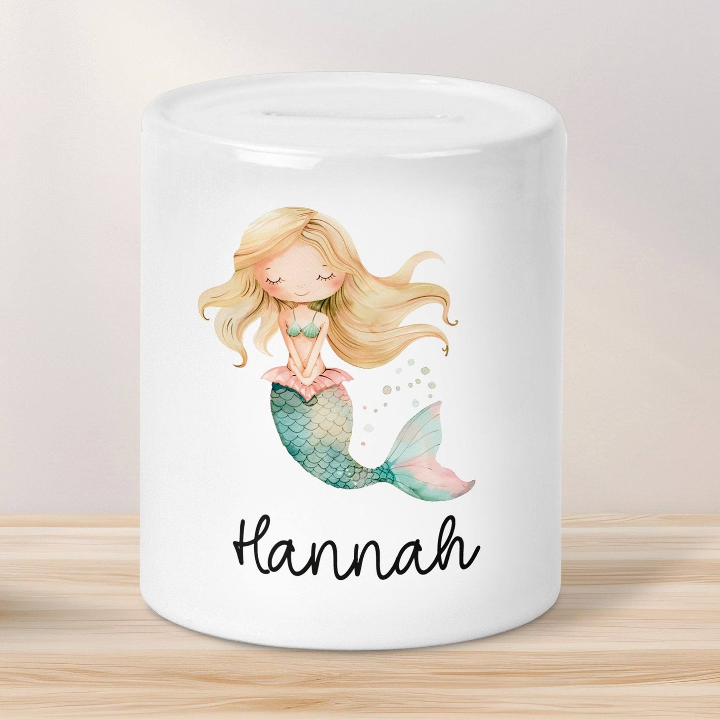 Spardose Meerjungfrau Personalisiert mit Name oder Wunschnamen für Mädchen aus Keramik. Geschenk Taufe, Geburtstag od. Weihnachten Sparbox kleinebuchstaben Meerjungfrau 06