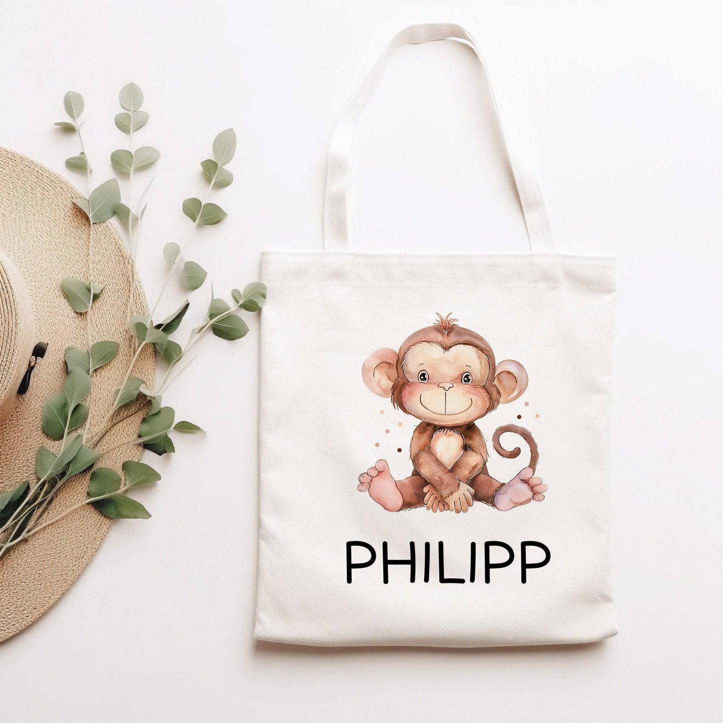 Personalisierte Kinder Spardose Affe Tier mit Namen optional Datum - Braun - Geschenk für Junge & Mädchen zum Geburtstag Weihnachten Firmung kleinebuchstaben Tasche Affe
