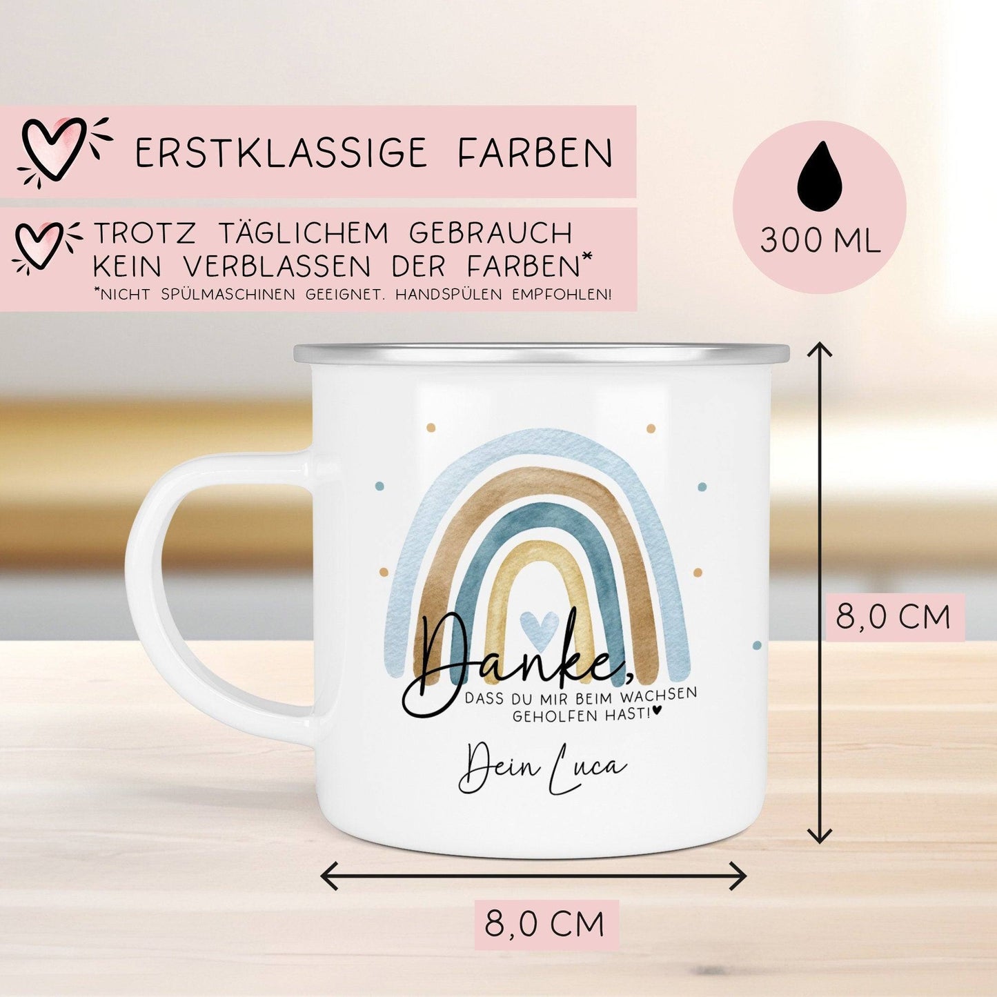 Danke das du mir beim Wachsen geholfen hast - Regenbogen - Abschiedsgeschenk für Erzieherin Geschenk Abschiedsgeschenk Lehrerin Emaille kleinebuchstaben