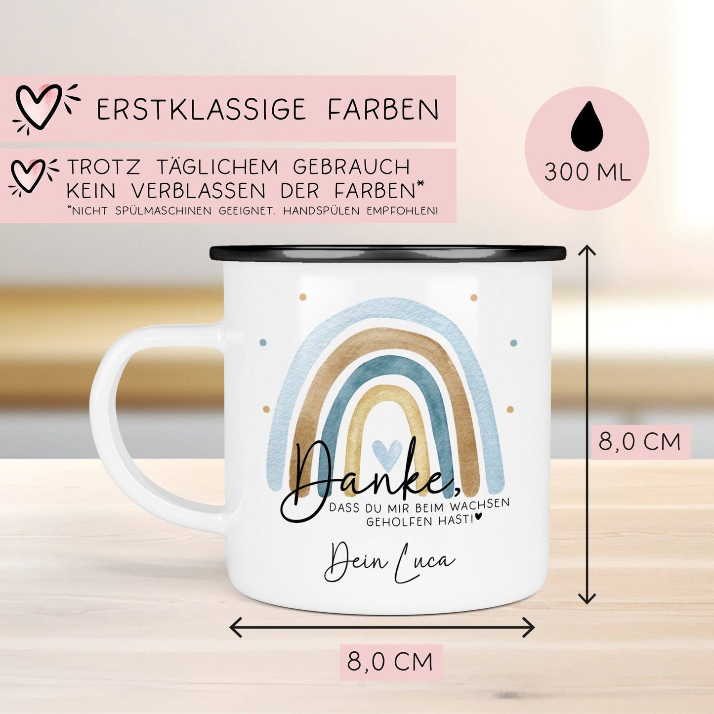 Danke das du mir beim Wachsen geholfen hast - Regenbogen - Abschiedsgeschenk für Erzieherin Geschenk Abschiedsgeschenk Lehrerin Emaille kleinebuchstaben