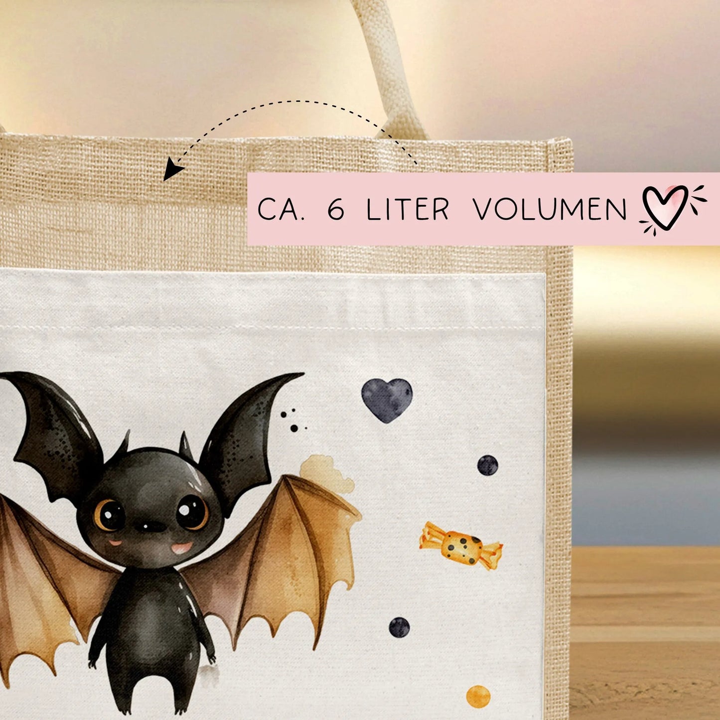 Halloween Tasche mit Wunschname | Beutel mit Fledermaus und Name | Happy Halloween | Tragetasche für Kinder für Süßigkeiten an Halloween kleinebuchstaben