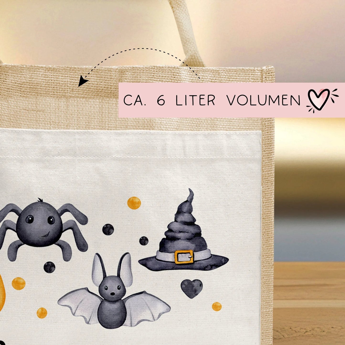 Halloween Stoff Tasche mit Namen | Beutel mit Geist, Kürbis, Spinne & Hut | Candy Bag mit Namen | Tragetasche für Kinder für Süßigkeiten kleinebuchstaben