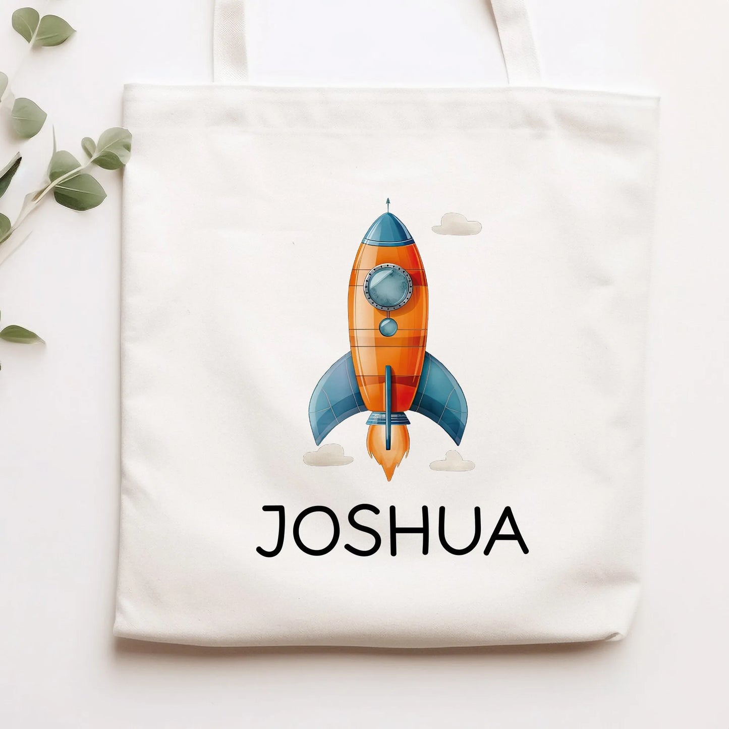 Rakete Stofftasche Personalisiert - Einkaufstasche Kinder-Beutel mit Namen als Sporttasche, Tragetasche Wechselwäsche für Kita Schule- 03 kleinebuchstaben Rakete 03 Stofftasche