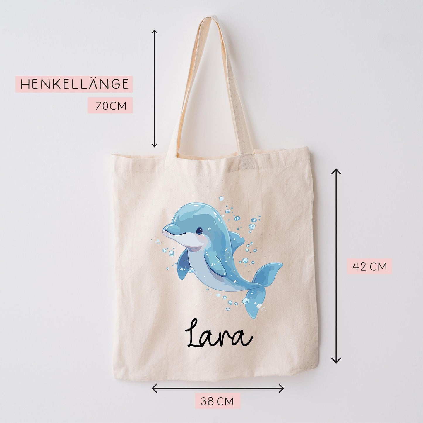 Turnbeutel Wäschebeutel Delfin Delphin - Personalisiert - Wunschnamen - Schule - mit Name - Rucksack - Wechselkleidung - Weihnachten kleinebuchstaben