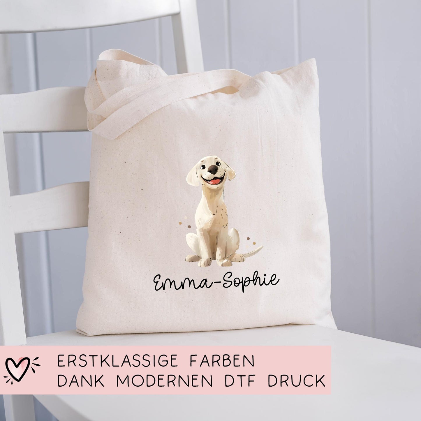 Personalisierter Turnbeutel Hund Labrador und Wunschnamen für Schule - Kindergarten, KITA - als Wäschebeutel, Sportbeutel - Weihnachten kleinebuchstaben