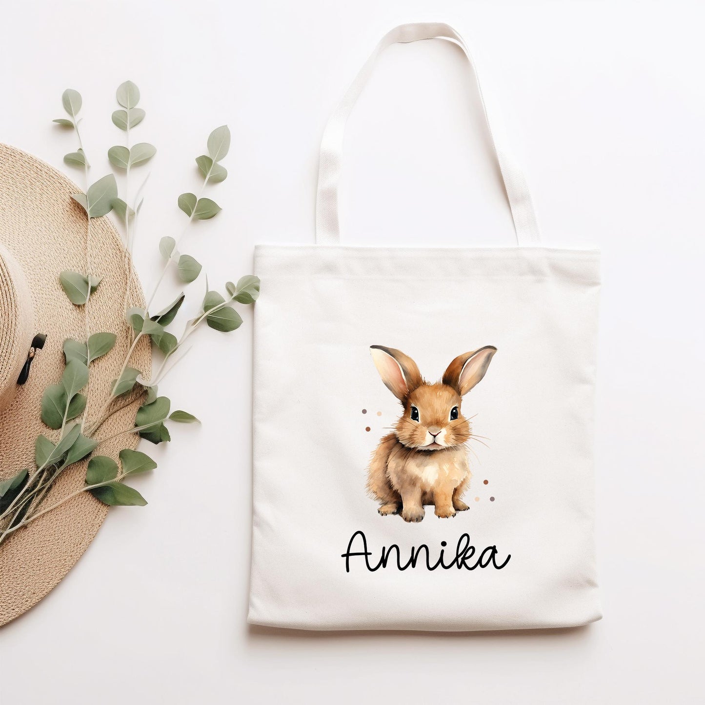 Stofftasche mit Namen Hase Rammler - Personalisierte Kinder Beutel Kindertasche - Wechselwäsche, Schmutzwäsche Tragetasche - Wechselkleidung kleinebuchstaben