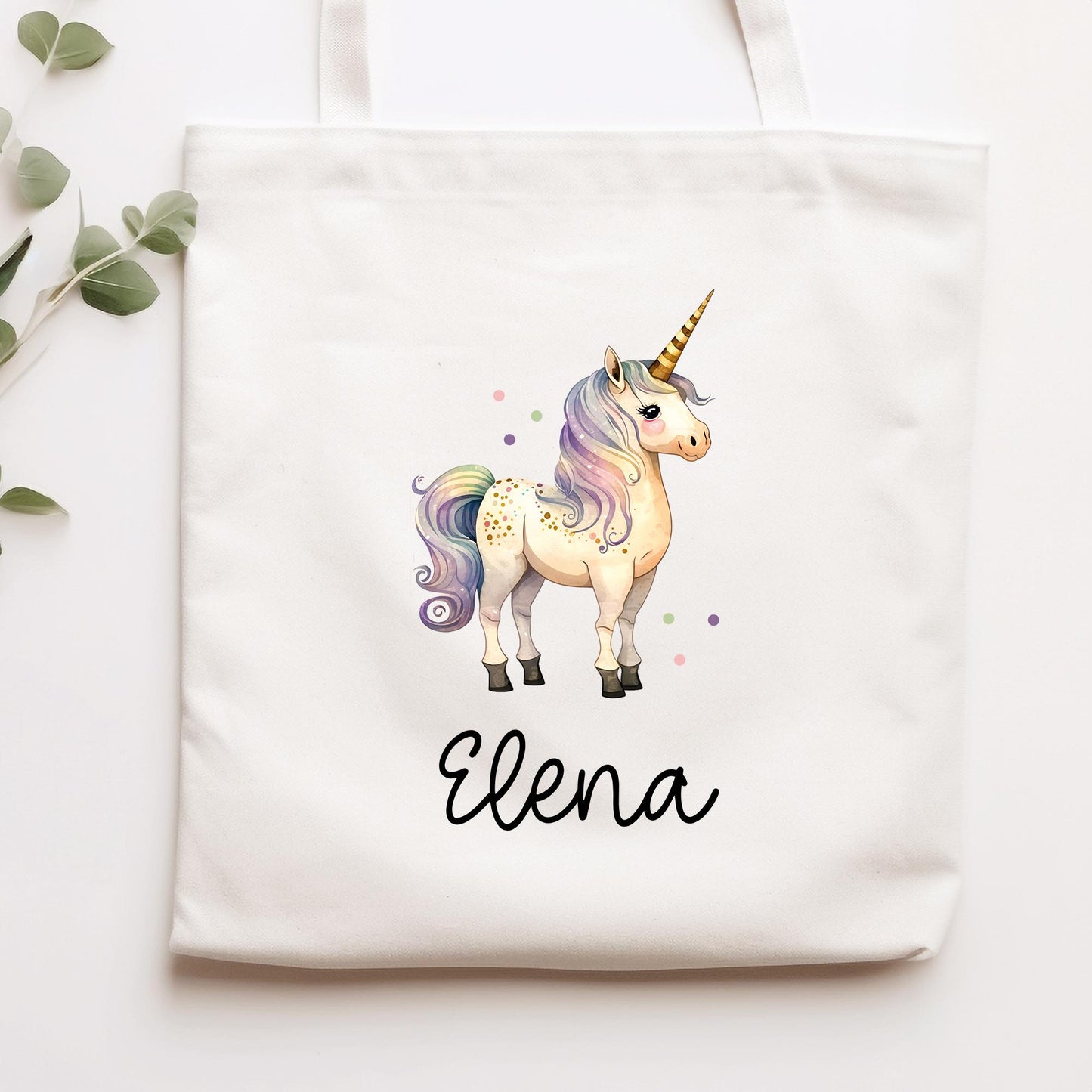 Stofftasche Beutel Namen Einhorn - Personalisierte Kinder Beutel Kindertasche - Wechselwäsche, Schmutzwäsche Tragetasche - Wechselkleidung kleinebuchstaben Einhorn 1 Schriftart 1