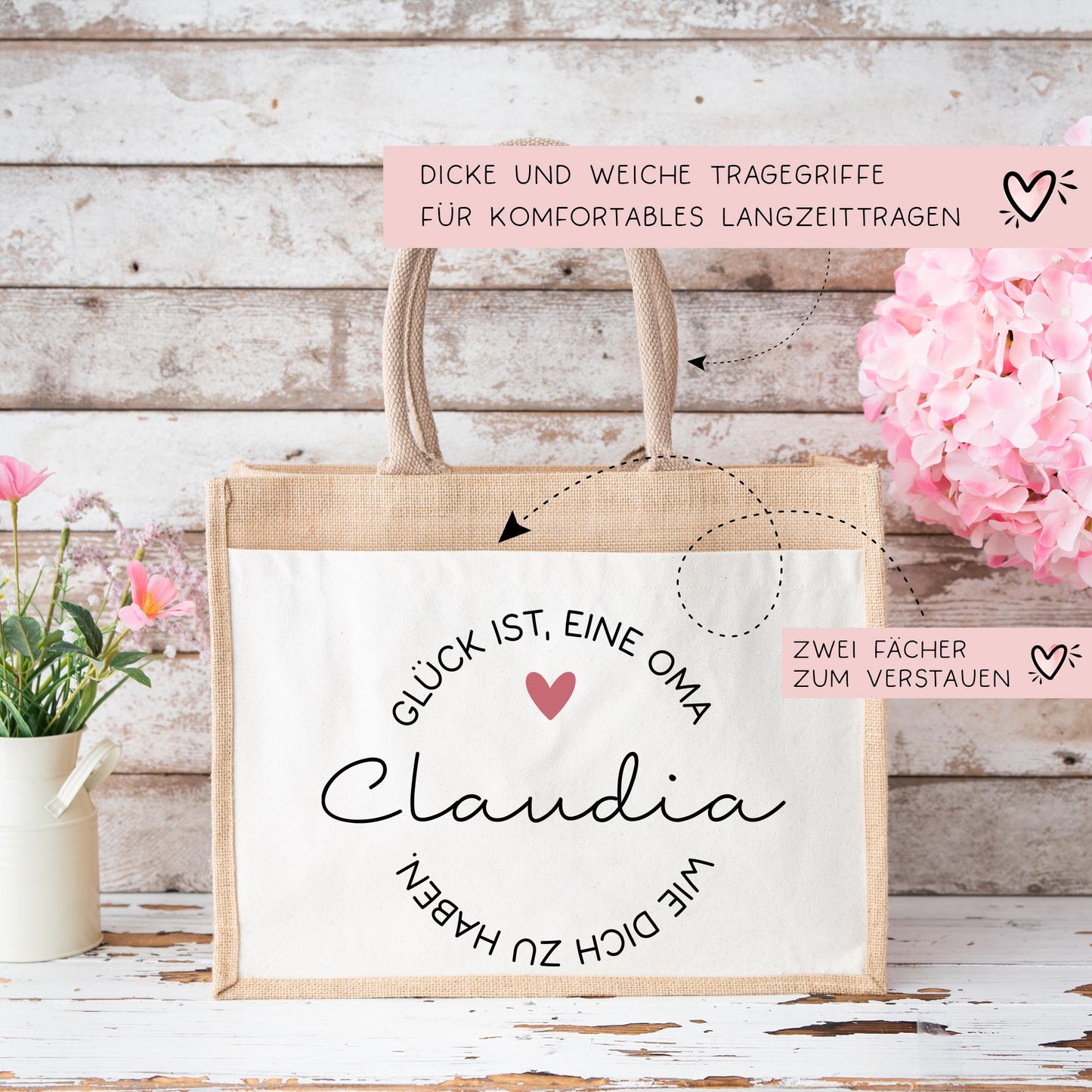Personalisierte Jutetasche Glück ist eine Oma wie dich zu haben | Markttasche | Geschenk | Individuelle Geschenke | Shopper | Weihnachten kleinebuchstaben
