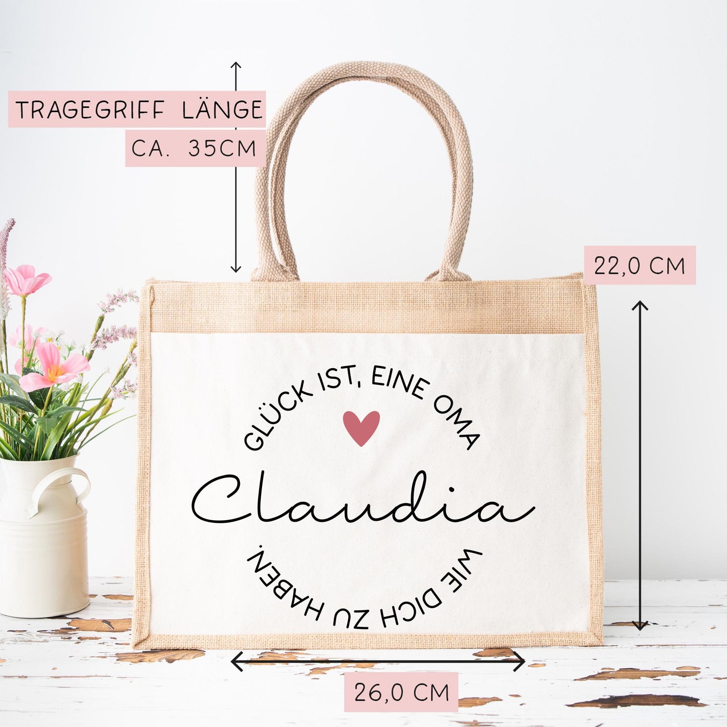 Personalisierte Jutetasche Glück ist eine Oma wie dich zu haben | Markttasche | Geschenk | Individuelle Geschenke | Shopper | Weihnachten kleinebuchstaben
