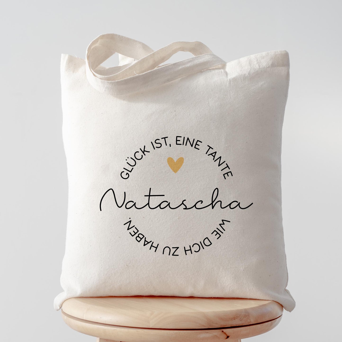 Personalisierte Einkaufstasche Glück ist eine Tante wie dich zu haben | Jutebeutel - Stofftasche - Wunschname - Stoffbeutel - Jutetasche kleinebuchstaben