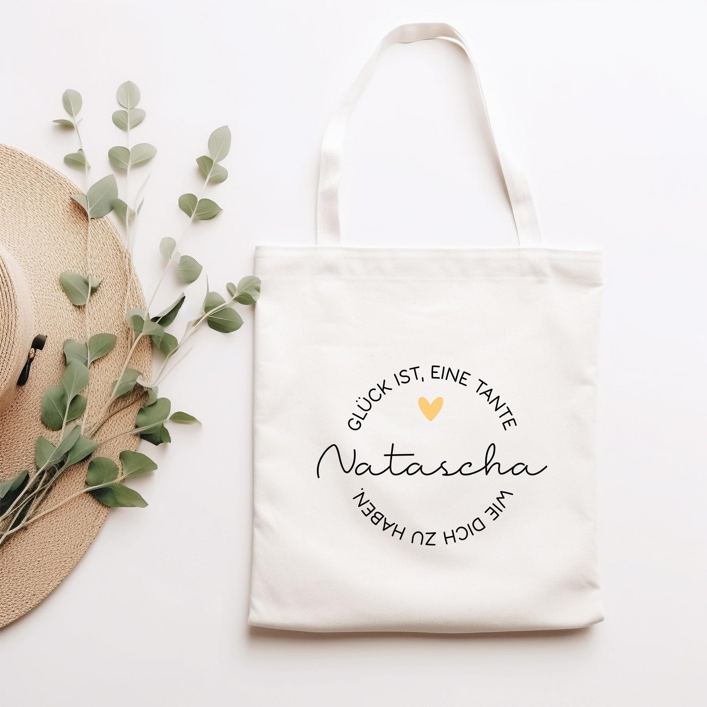 Personalisierte Einkaufstasche Glück ist eine Tante wie dich zu haben | Jutebeutel - Stofftasche - Wunschname - Stoffbeutel - Jutetasche kleinebuchstaben