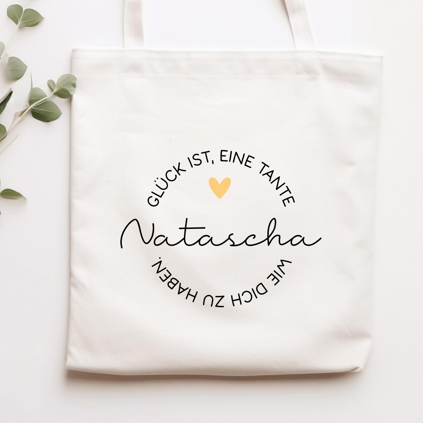 Personalisierte Einkaufstasche Glück ist eine Tante wie dich zu haben | Jutebeutel - Stofftasche - Wunschname - Stoffbeutel - Jutetasche kleinebuchstaben