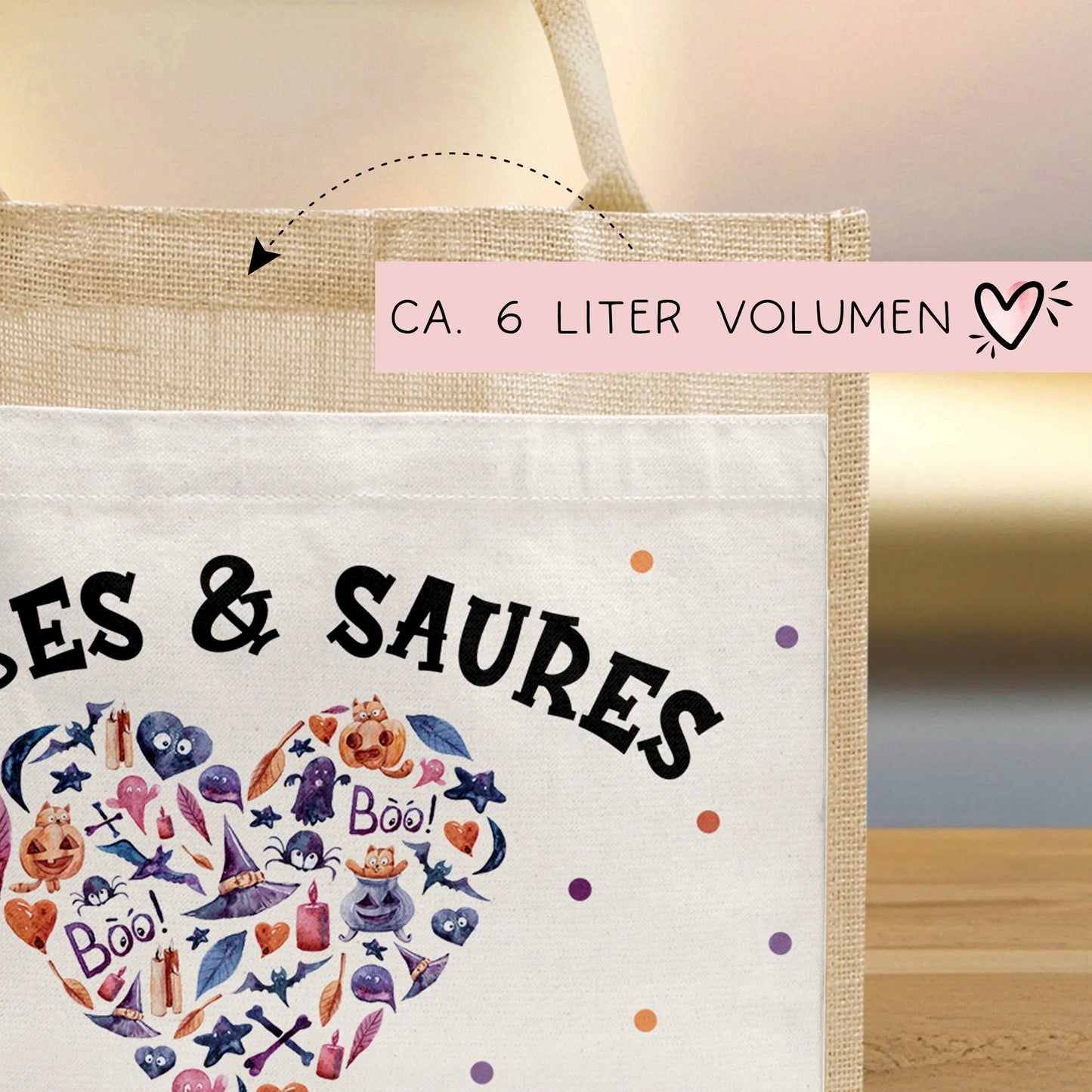 Halloween Stofftasche mit Namen | Süßes oder Saures | Wunschnamen | Candy Bag Jute | Tragetasche für Kinder für Süßigkeiten | Pocket Tasche kleinebuchstaben