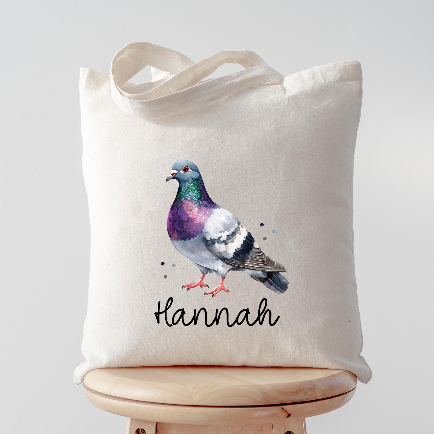 Taube Stofftasche Tasche Personalisiert & Name - Kinder Beutel Kindertasche mit Wunschname - Wechselwäsche Jutebeutel - Kindergarten Schule kleinebuchstaben