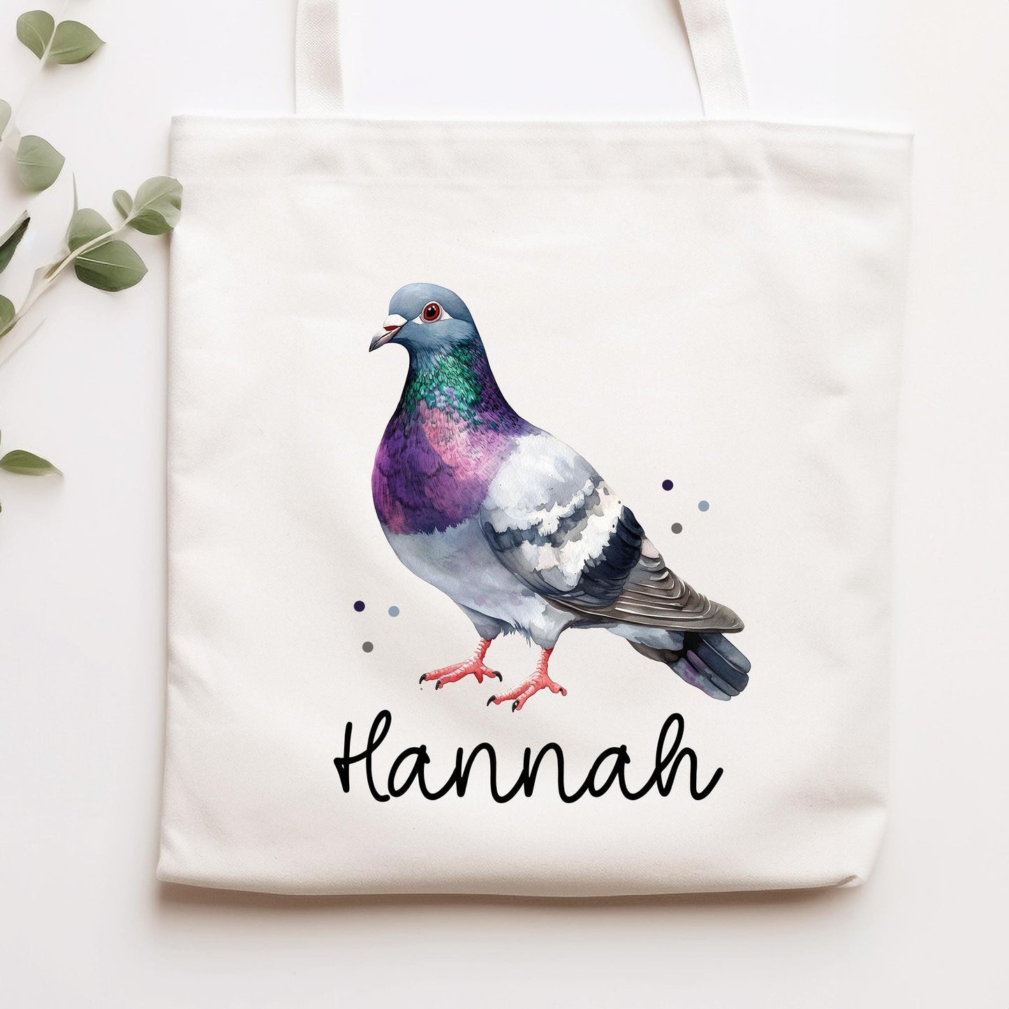 Taube Stofftasche Tasche Personalisiert & Name - Kinder Beutel Kindertasche mit Wunschname - Wechselwäsche Jutebeutel - Kindergarten Schule kleinebuchstaben Stofftasche Schriftart 1