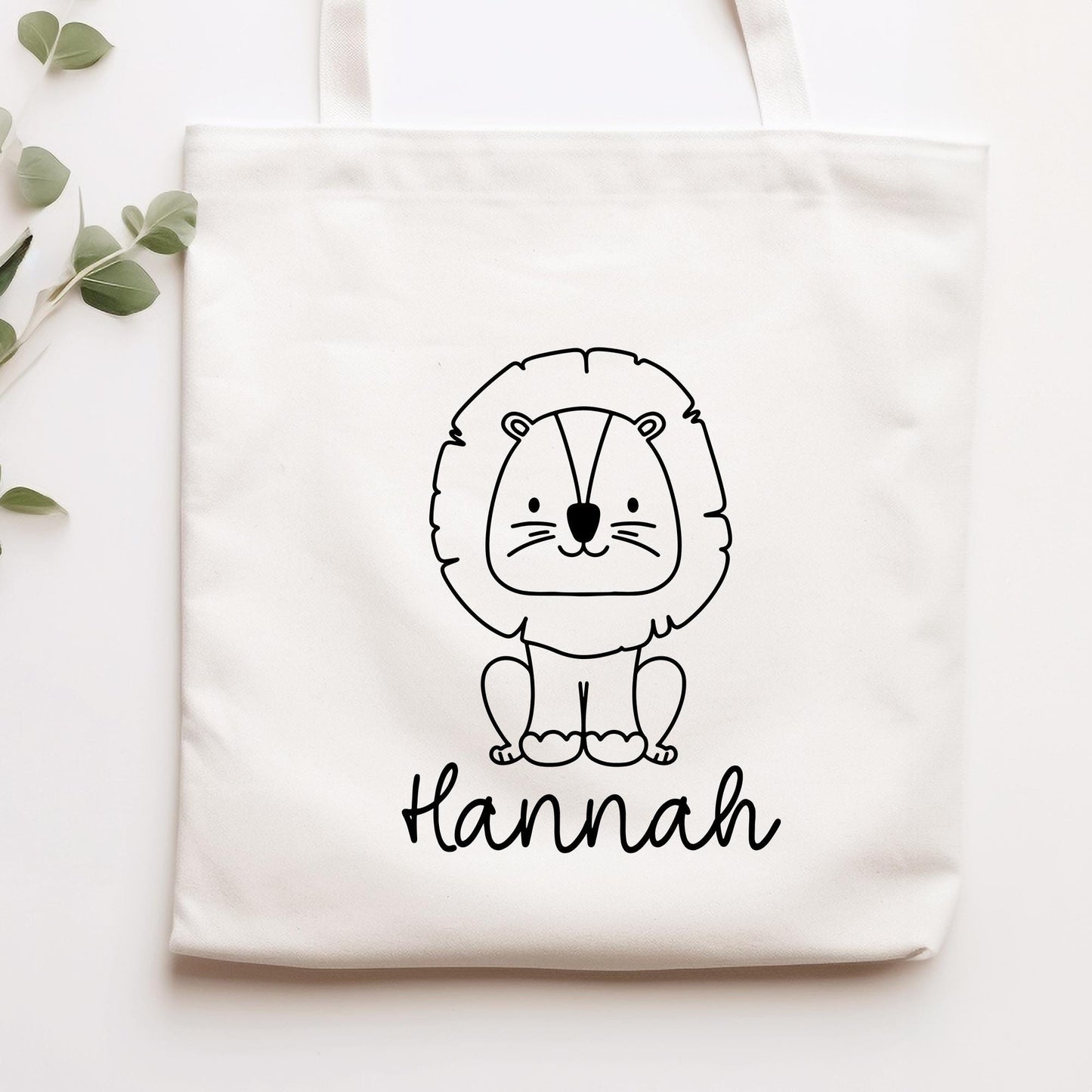Löwe Stofftasche Tasche Personalisiert & Name - Kinder Beutel Kindertasche mit Wunschname - Wechselwäsche Jutebeutel - Kindergarten Schule kleinebuchstaben