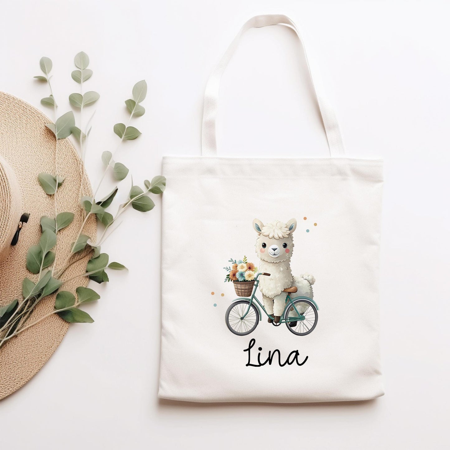 Lama Alpaka Turnbeutel Personalisiert mit Namen Tasche Rucksack als Kindergarten, Sportbeutel, Schule, Wäschebeutel Weihnachten Nikolaus kleinebuchstaben Stofftasche Schriftart 1